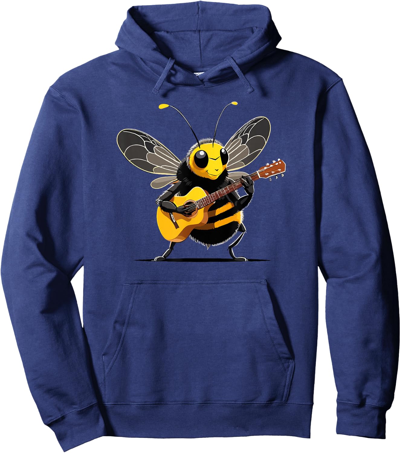Bee playing Acoustic Guitar, Bee Guitarist Hoodie - Hoodie | Navy