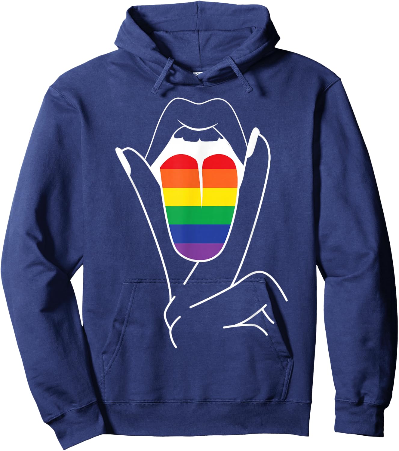 Rainbow Pride Tongue Adult Gay Party Lesbian Queer CSD LGBT Hoodie - Hoodie | Navy