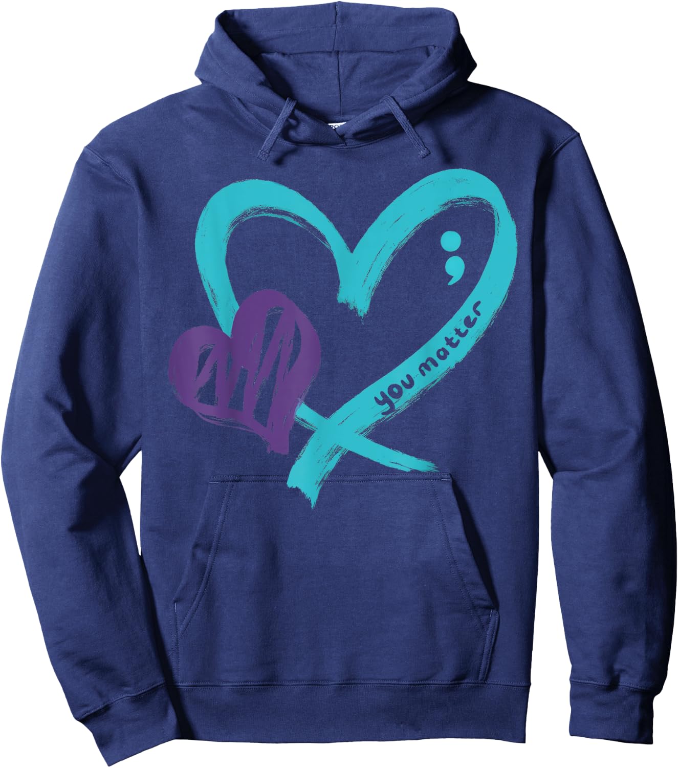 You Matter Suicide Prevention Awareness Teal Purple Heart Hoodie - Hoodie | Navy