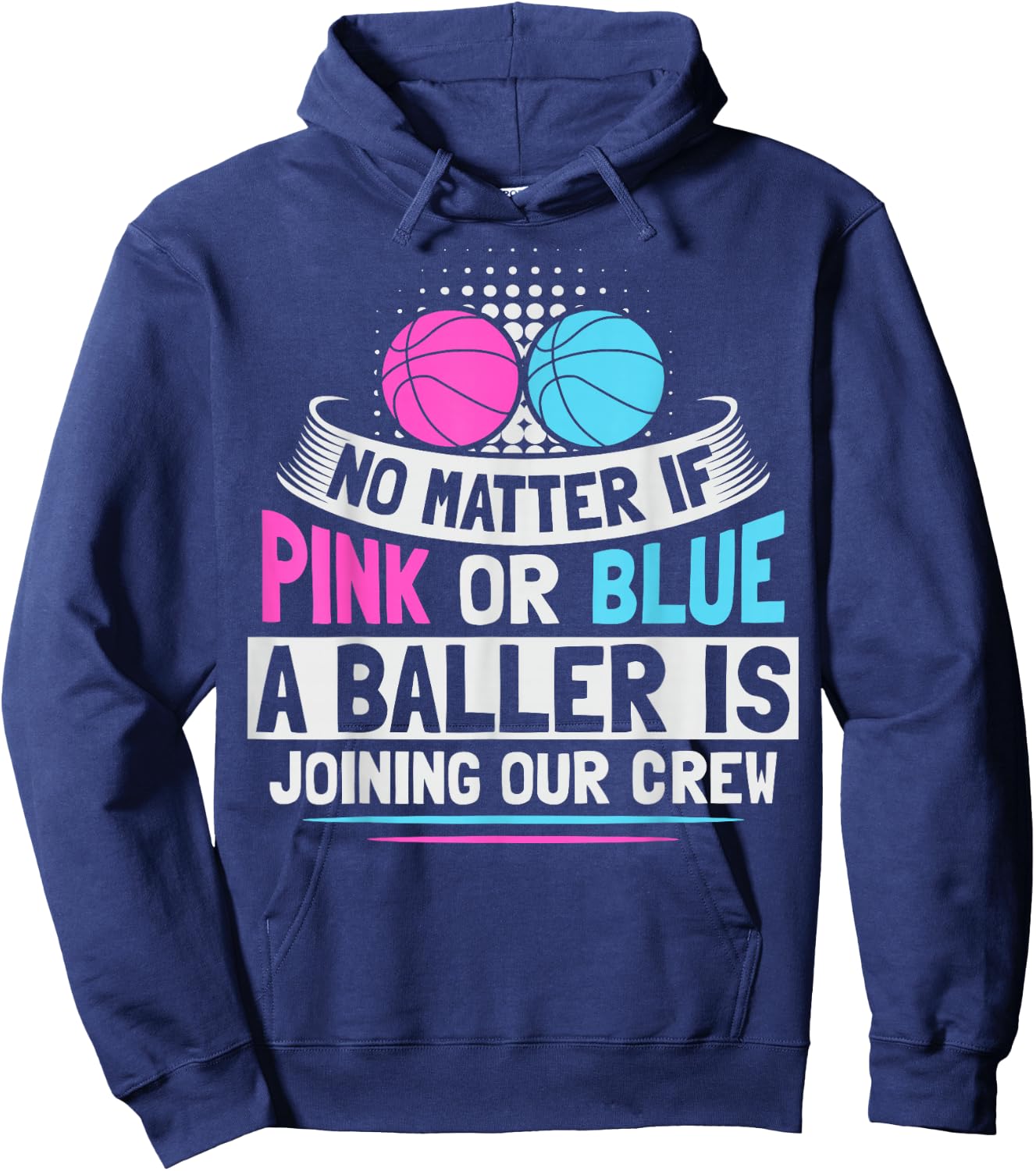 Gender Reveal Basketball Design for a Basketball Player Hoodie - Hoodie | Navy
