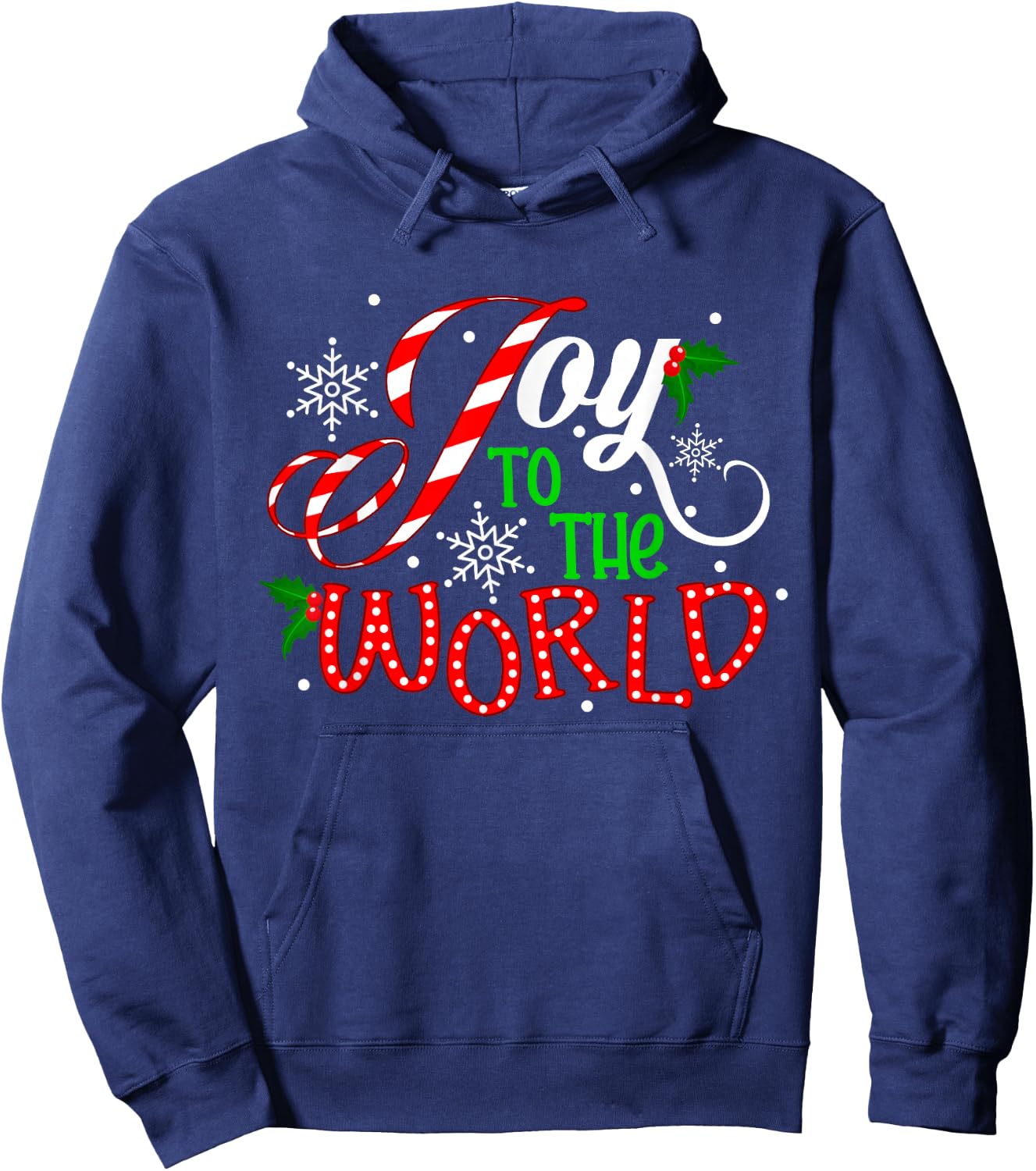 Joy To The World Candy Cane Christmas Pajamas Xmas Kids Hoodie - Hoodie | Navy