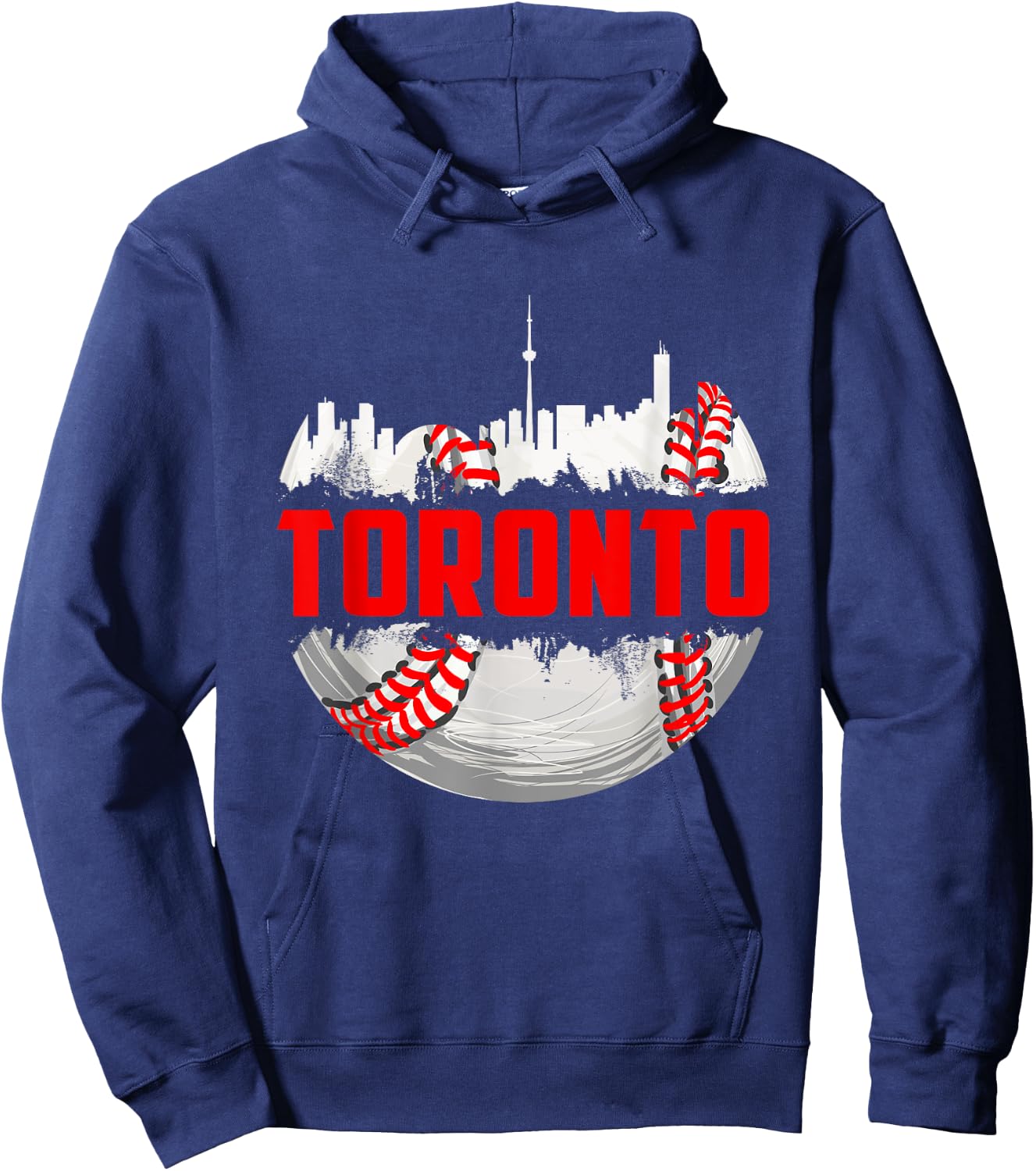 Toronto Cityscape Vintage Baseball Women Kids Hoodie - Hoodie | Navy