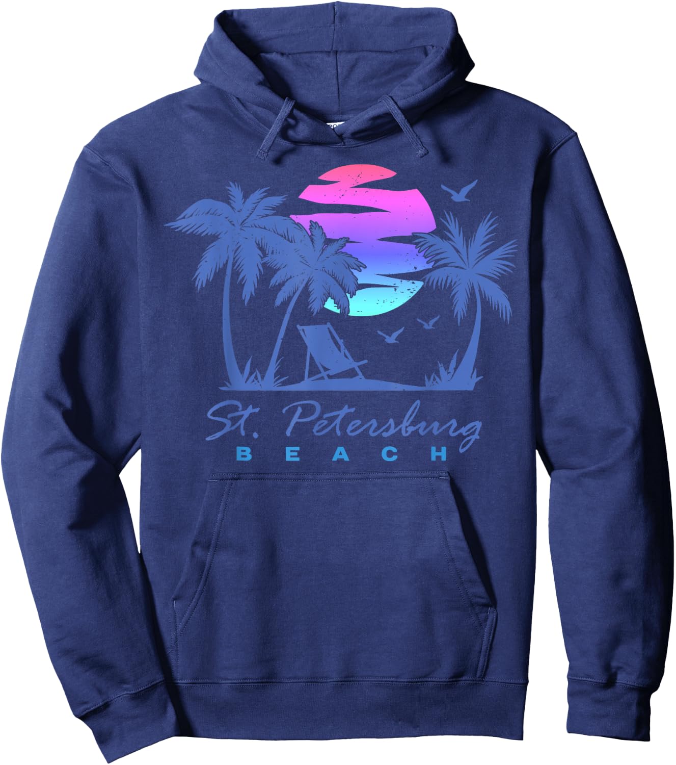 ST. PETERSBURG BEACH St Pete Florida Vacation Vintage Sunset Women Girls Kids Hoodie - Hoodie | Navy