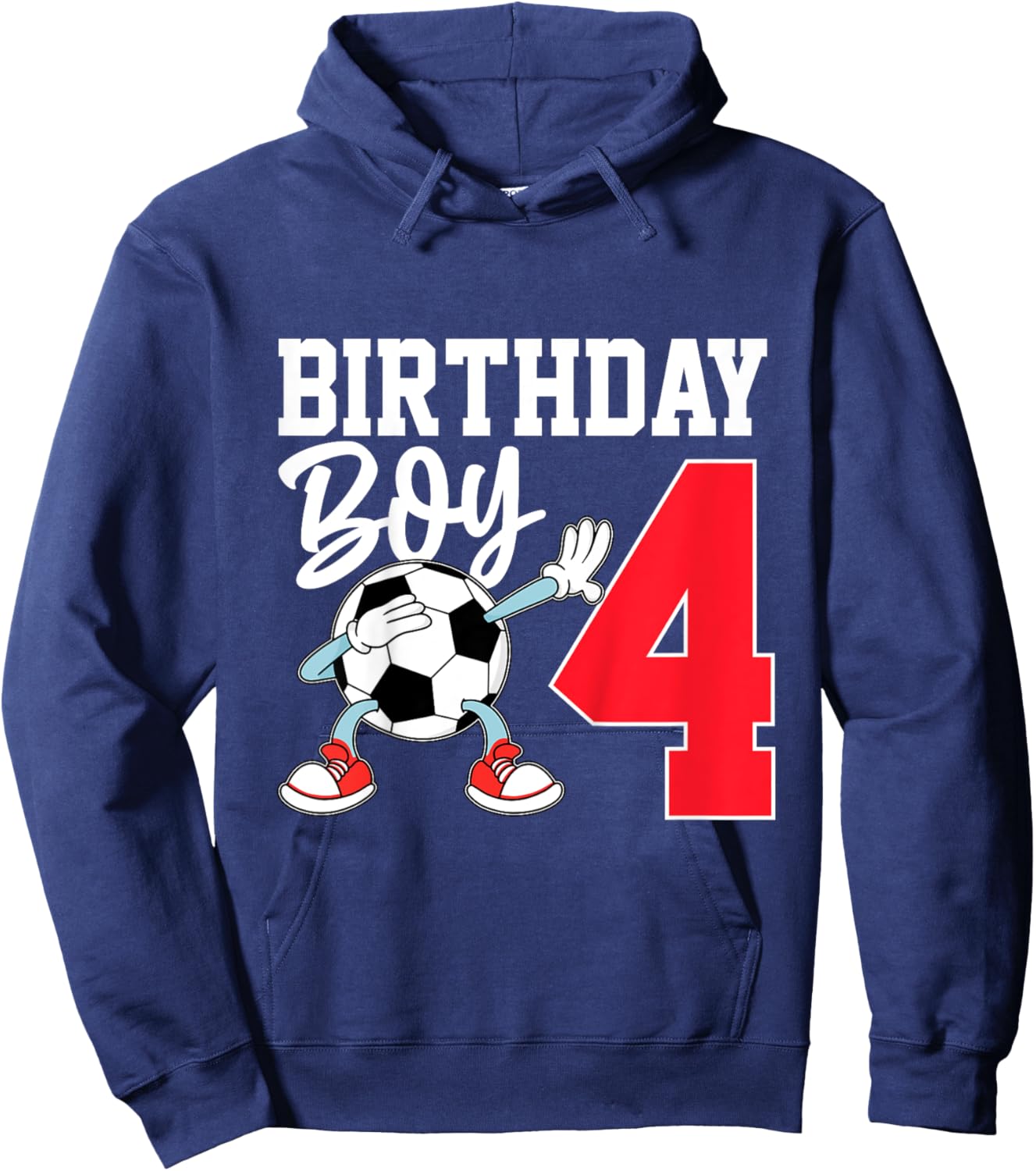 Kids 4th Birthday Shirt Boy Soccer Kids Football Four 4 Year Old Hoodie - Hoodie | Navy