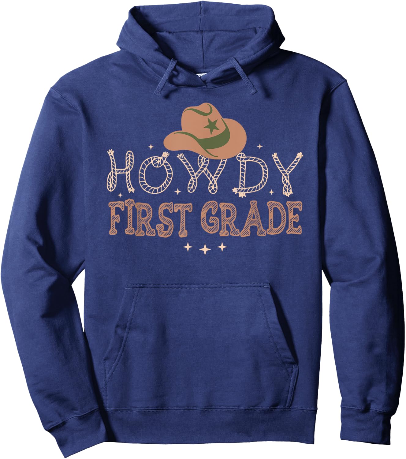 Howdy 1st Grade Teacher Rodeo Back To School Western Cowboy Hoodie - Hoodie | Navy