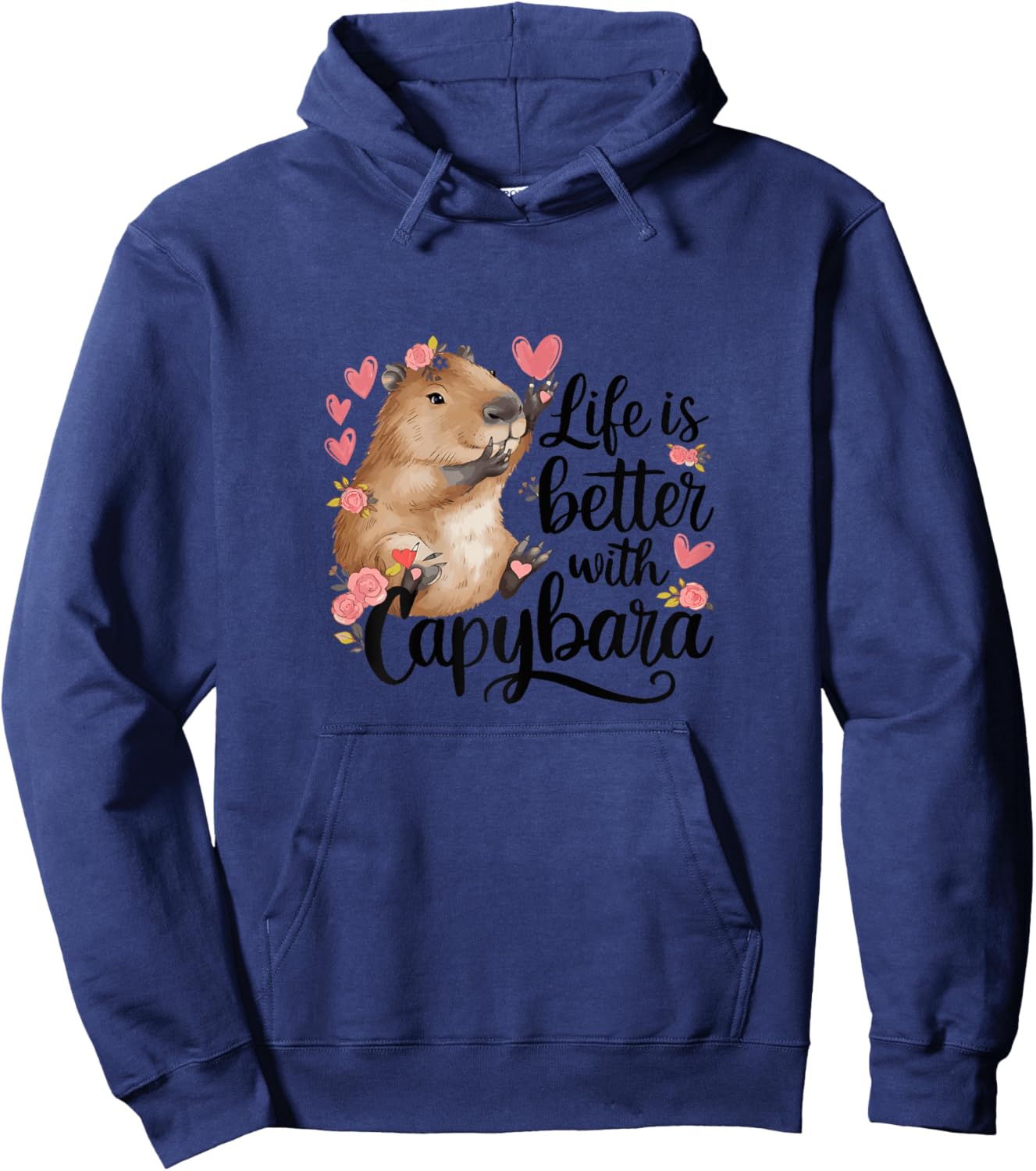 Cute Baby Capibara Rodent Animal Capybara for Kids Girls , White Hoodie - Hoodie | Navy