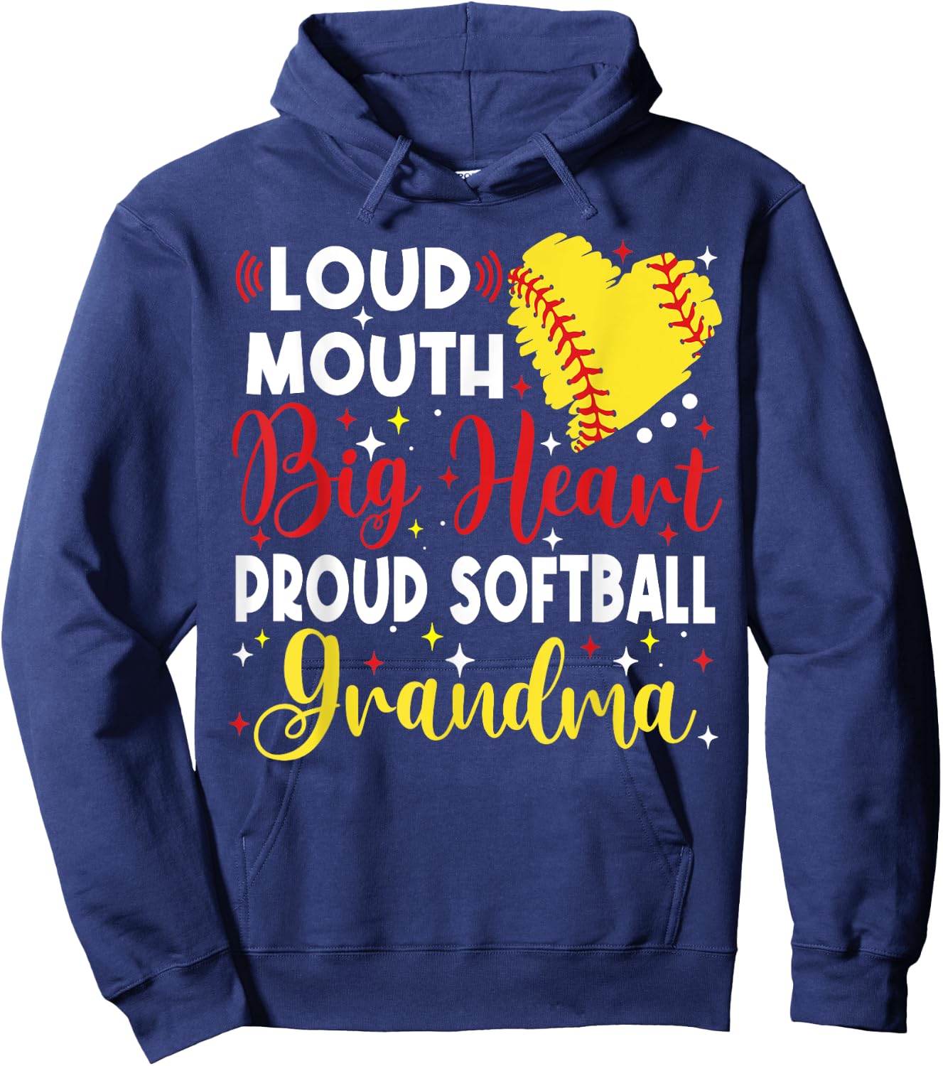 Loud Mouth Big Heart Proud Softball Grandma Mother's Day Hoodie - Hoodie | Navy