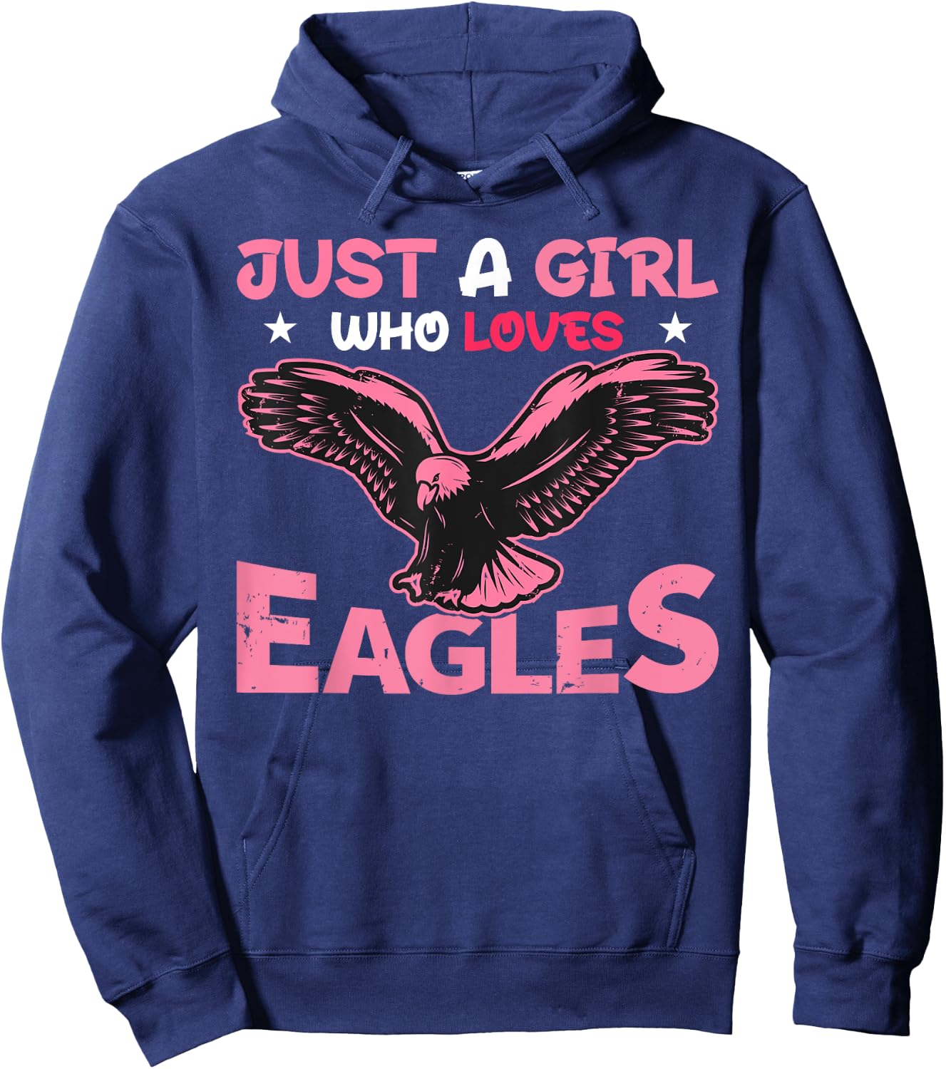 Women Just a Girl Who Loves Eagles Girls Bald Eagle Lover Hoodie - Hoodie | Navy