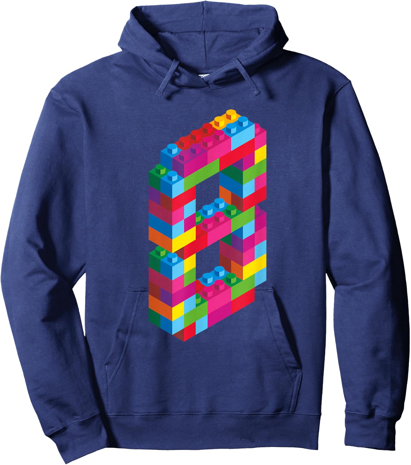 Children's 8 Years Old Building Blocks Birthday Bricks 8 , black Hoodie - Hoodie | Navy