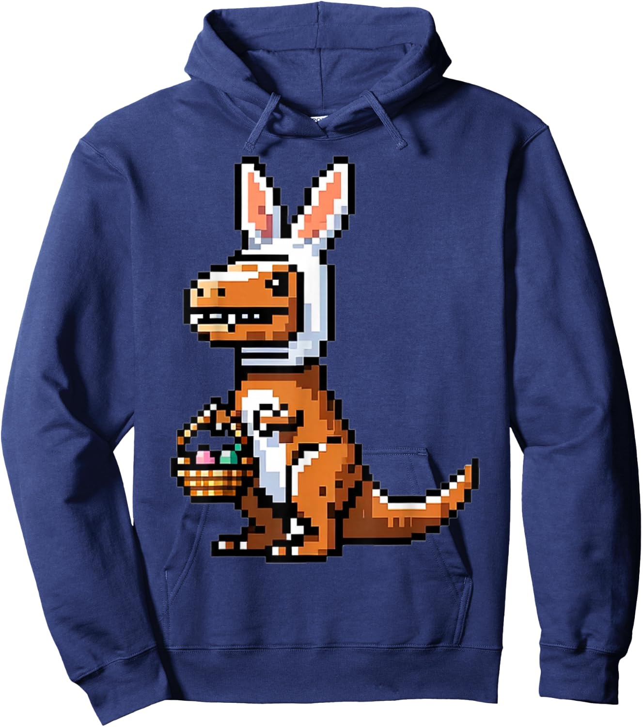 Verpixelter Dino Osterhase T-Rex Frohe Ostern Videospieler Hoodie - Hoodie | Navy