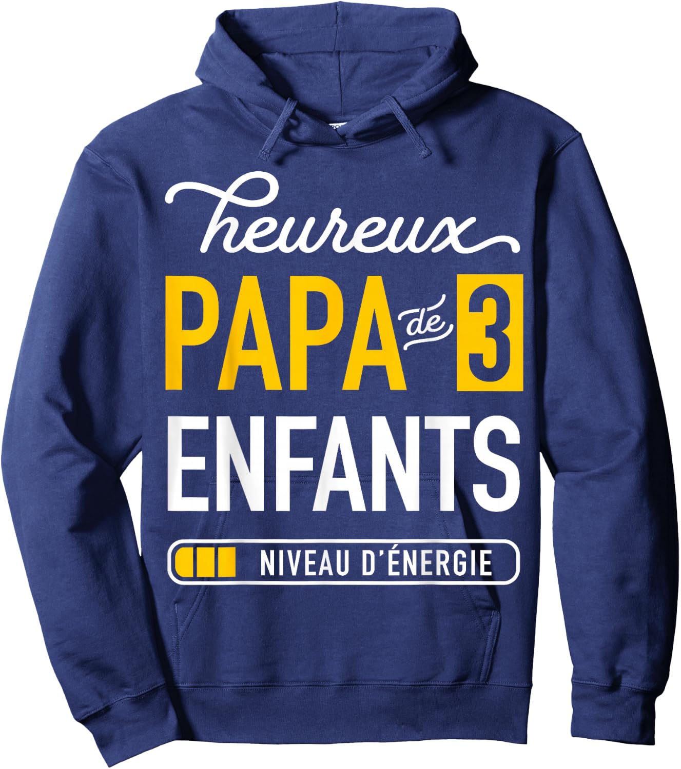 Funny Happy Dad Of 3 Kids For Tired Dad Hoodie - Hoodie | Navy