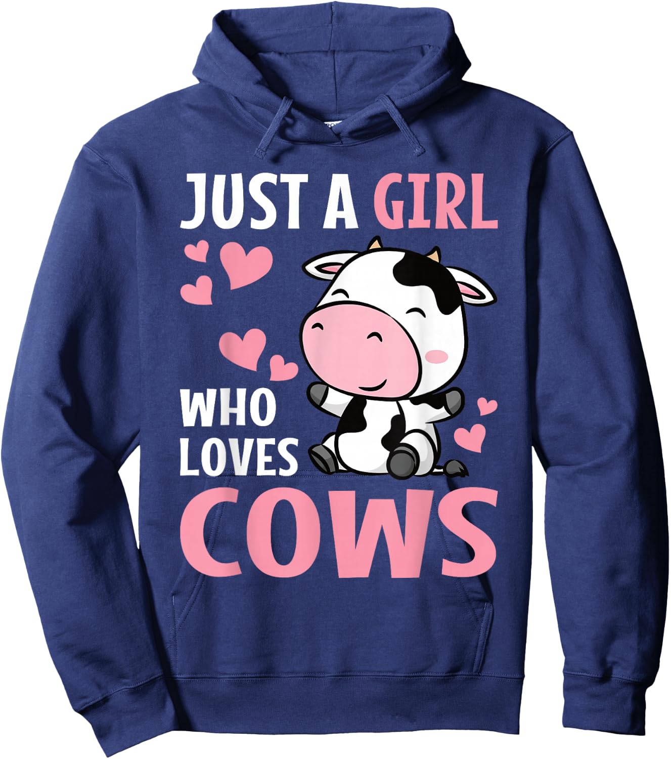 Just A Girl Who Loves Cows Cute Cowgirl Cow Lover Kids Hoodie - Hoodie | Navy