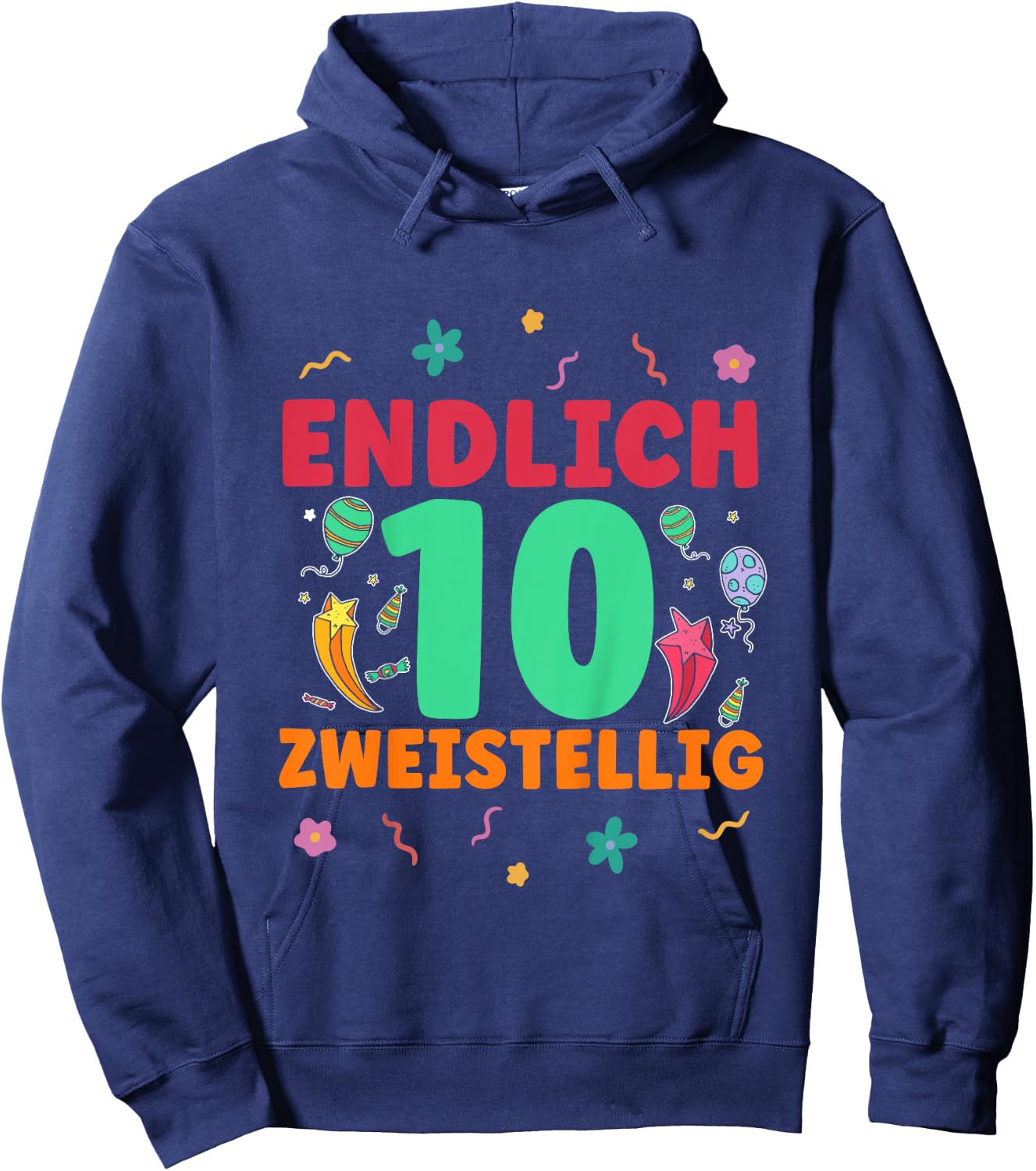 Children's 10th Birthday Finally Two-Digit Boy Girl 10 Years , black, 80 Hoodie - Hoodie | Navy