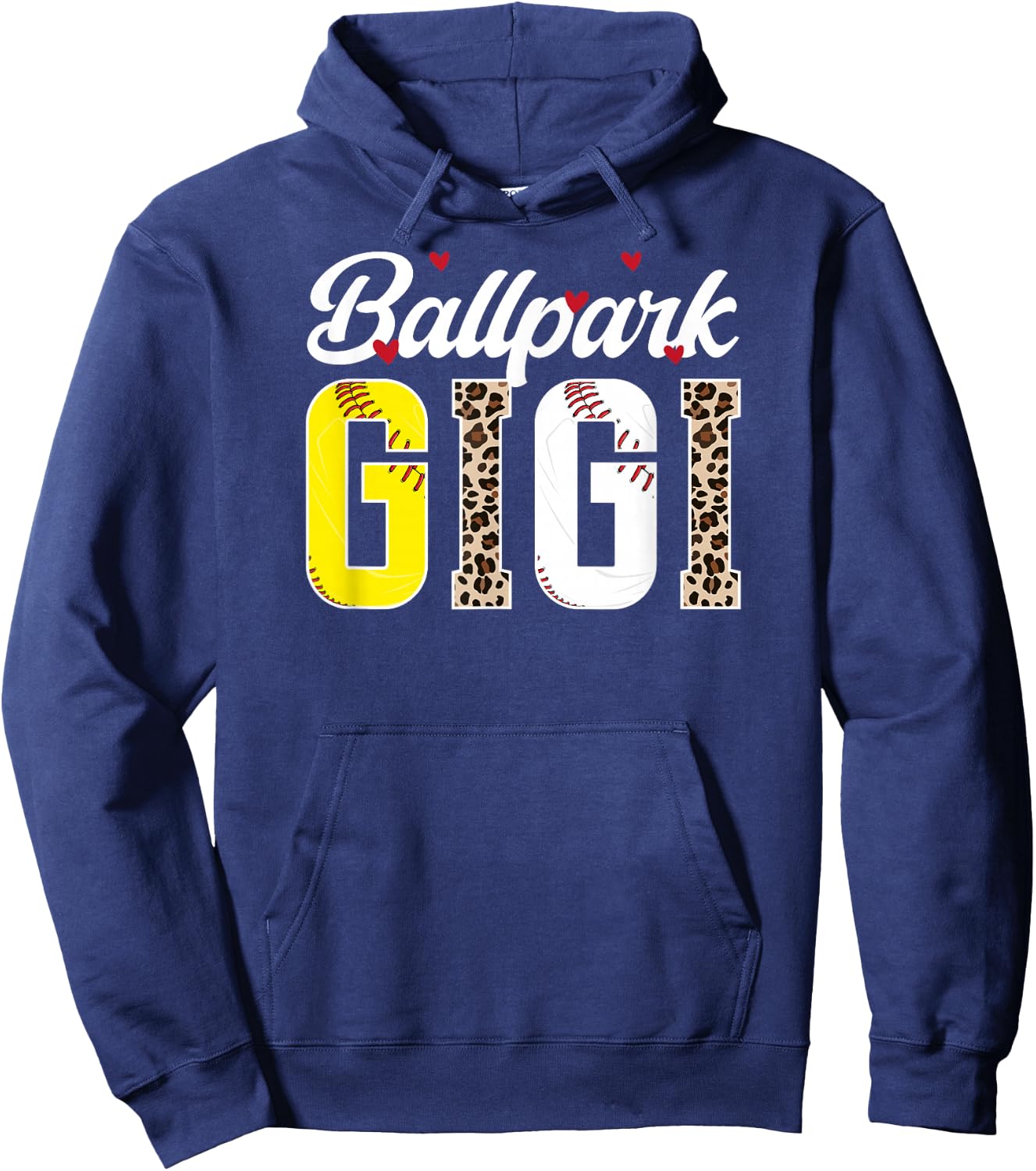 Ballpark Gigi Leopard Baseball Softball Gigi Grandma Hoodie - Hoodie | Navy