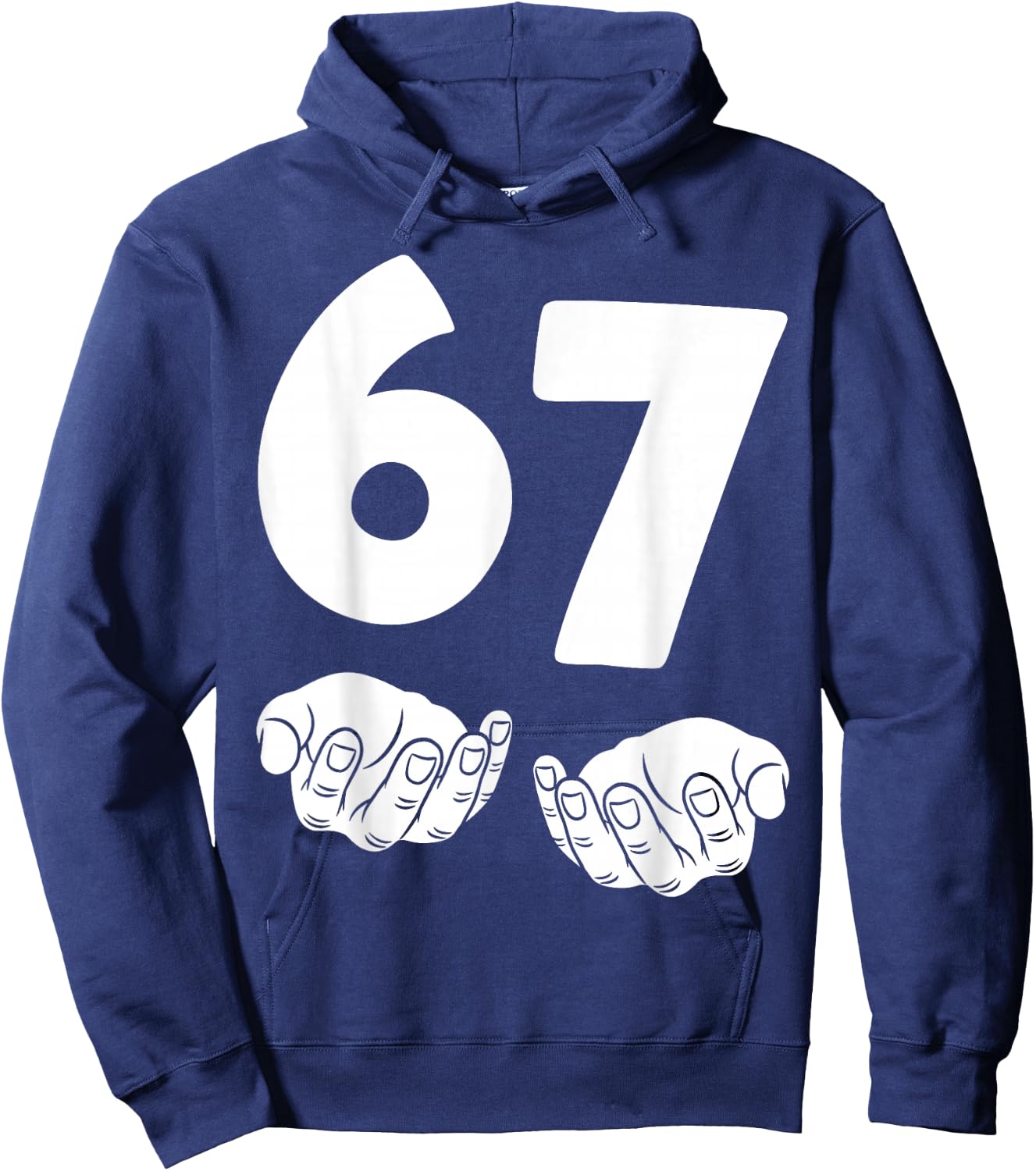 67 Number Sixty-Seven Funny Hands Meme Teen Kid Matching Hoodie - Hoodie | Navy