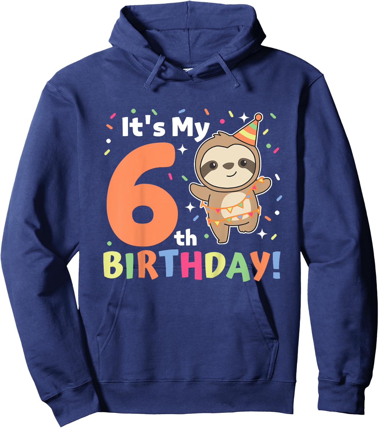 Kids Sloth For 6th Birthday Kids Six Year Old Sloth Hoodie - Hoodie | Navy