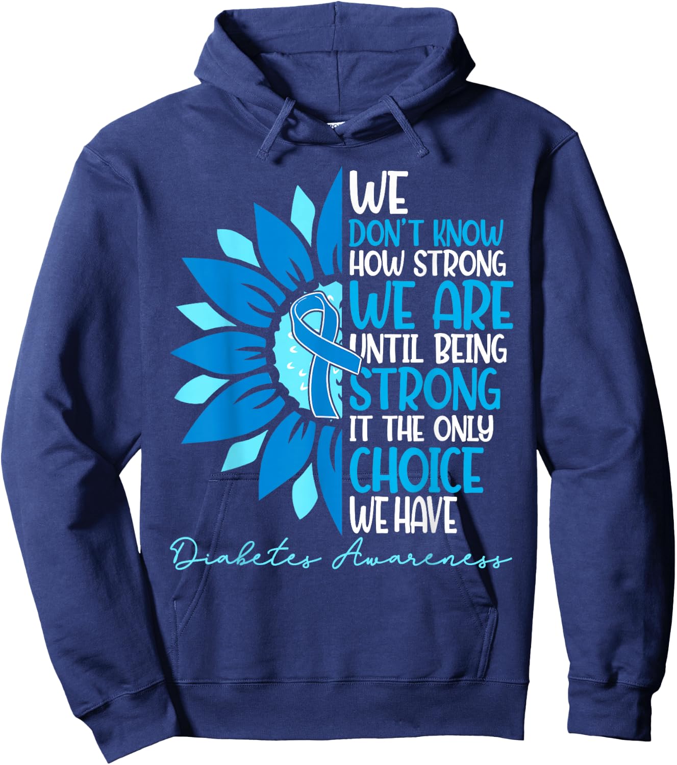 Sunflower Ribbon Blue Support Squad Diabetes Awareness T1D Hoodie - Hoodie | Navy