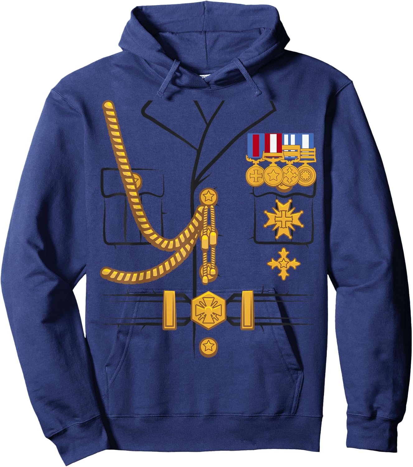 Military Dictator General Officer Uniform Halloween Costume , gray Hoodie - Hoodie | Navy