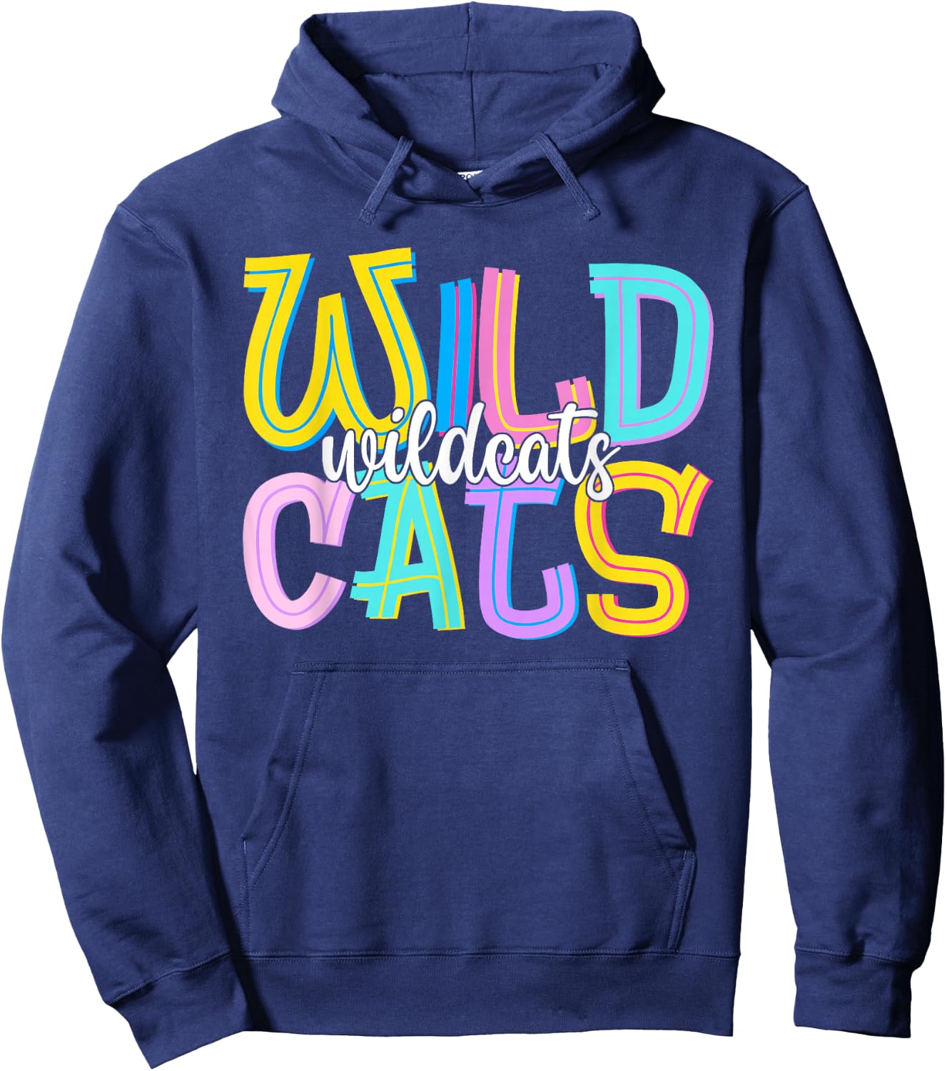 Wildcats School Spirit Groovy Back to School Girls Hoodie - Hoodie | Navy