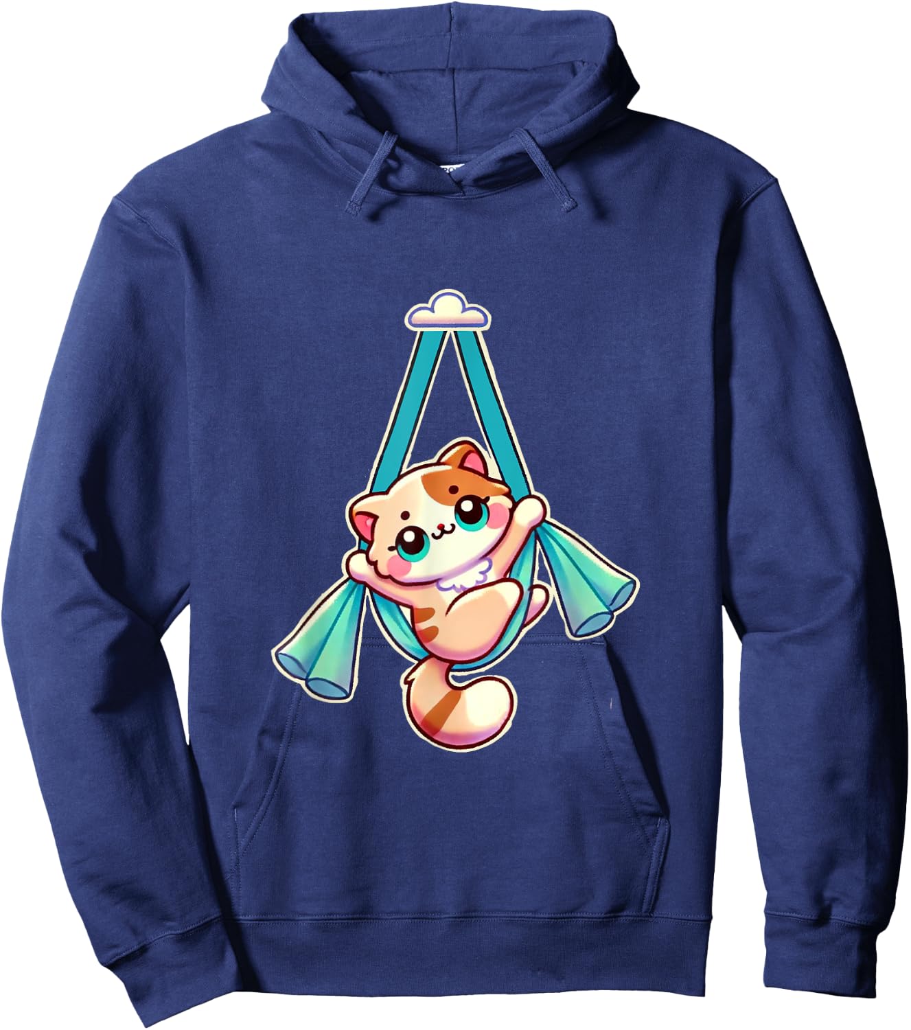 AD Designs Hang In There Aerial Kitty Aerialist Cat Silks Hoodie - Hoodie | Navy