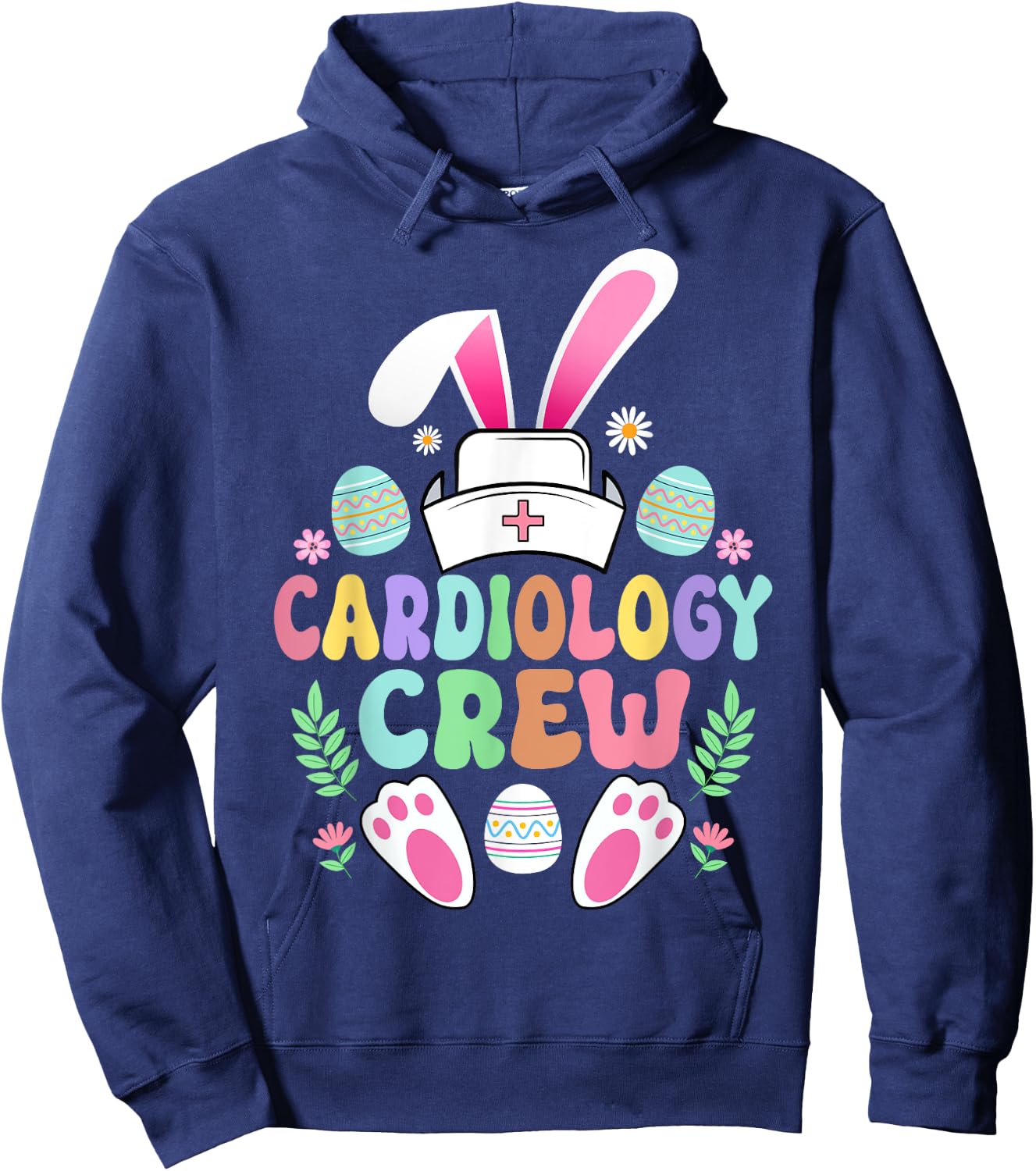 Cardiology Crew Easter Bunny Cardiac Nurse Happy Easter Day Hoodie - Hoodie | Navy