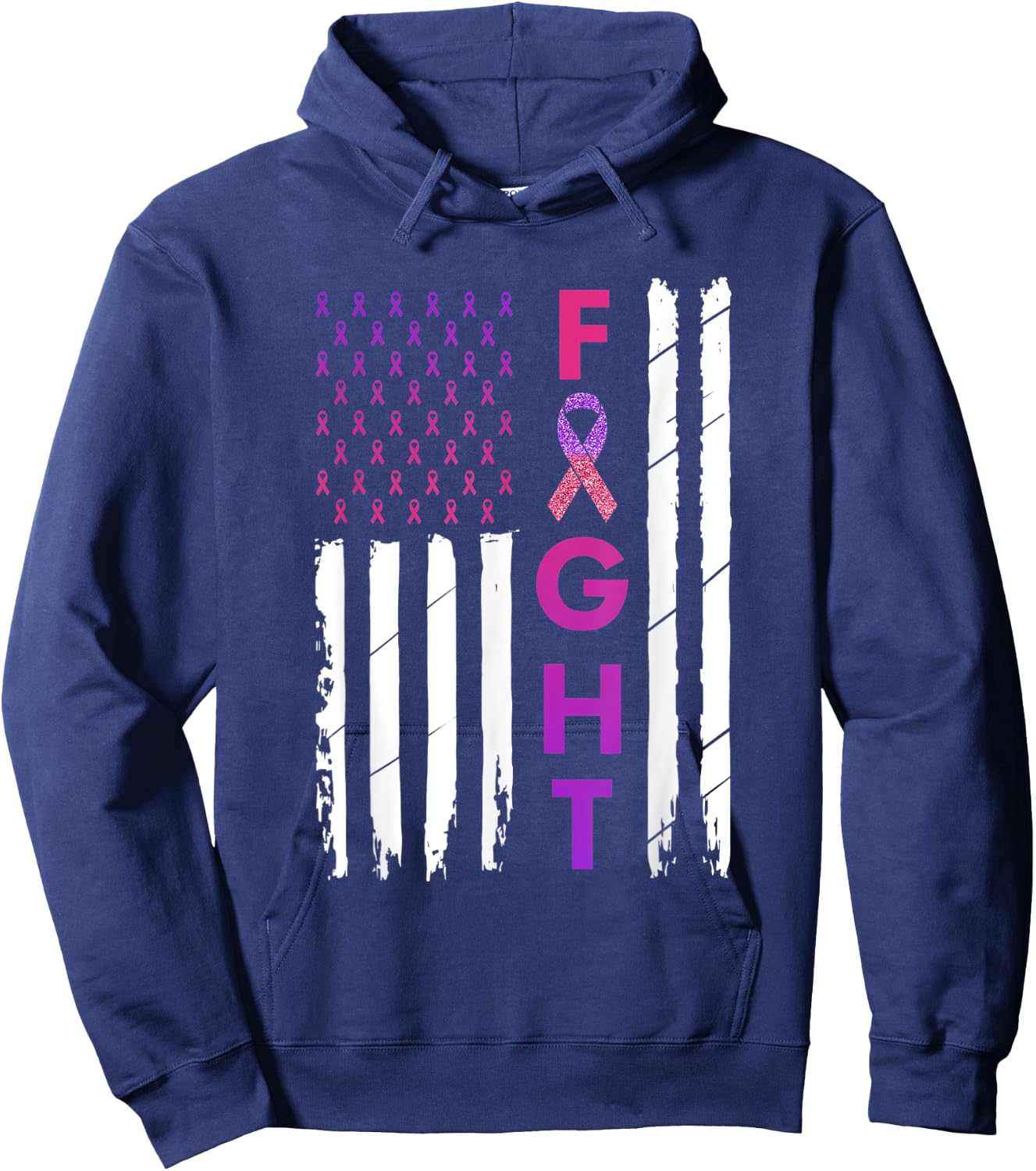 Breast Cancer & Domestic Violence Awareness Fight Survivor Hoodie - Hoodie | Navy