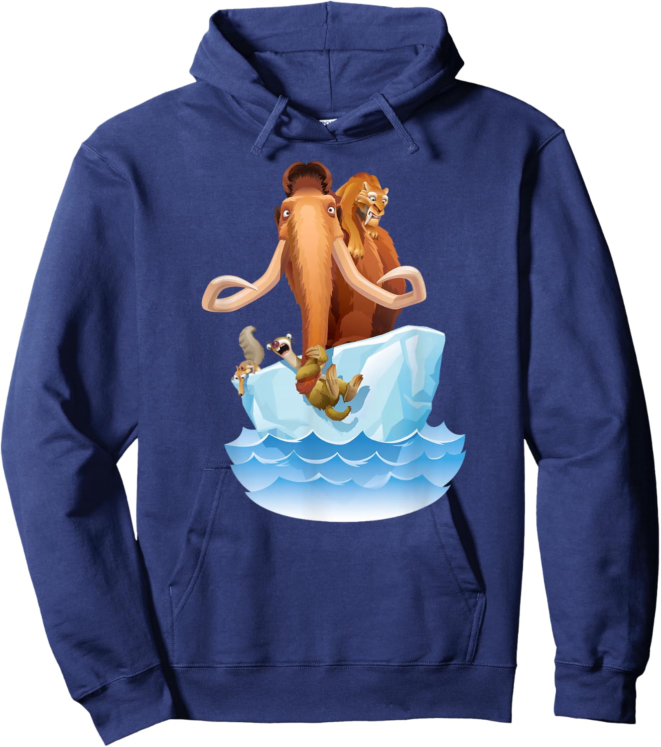 Ice Age Manfred Diego Sid and Scrat on Iceberg Hoodie - Hoodie | Navy