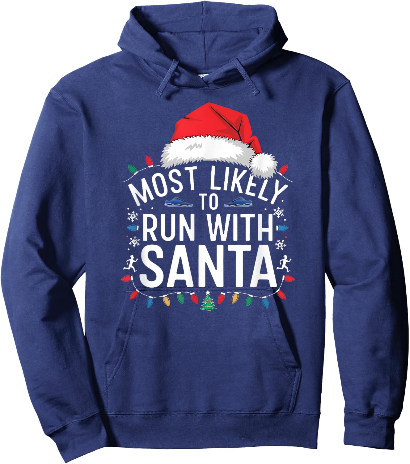 Most Likely to Run with Santa Christmas Runner Fun Hoodie - Hoodie | Navy