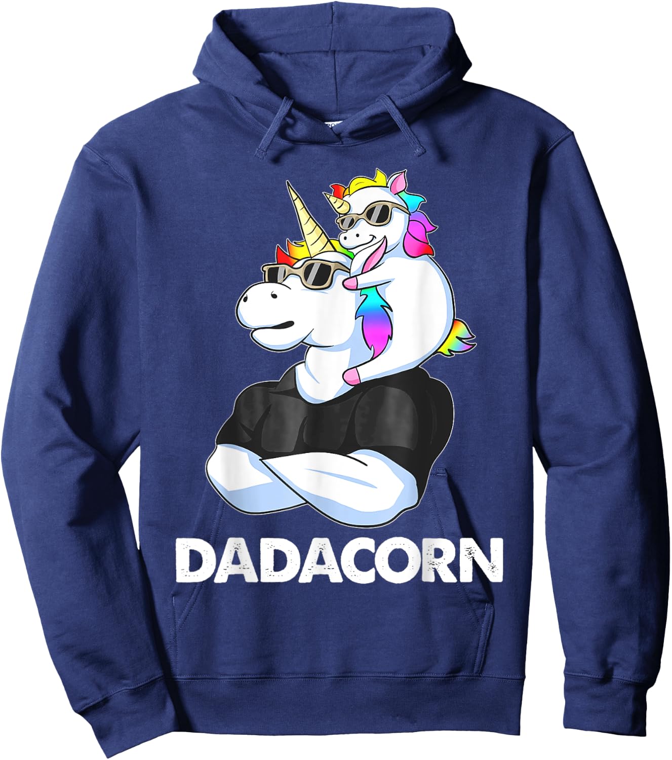 Dadacorn - Unicorn Dad and Baby Christmas PaPa Father's Day Hoodie - Hoodie | Navy