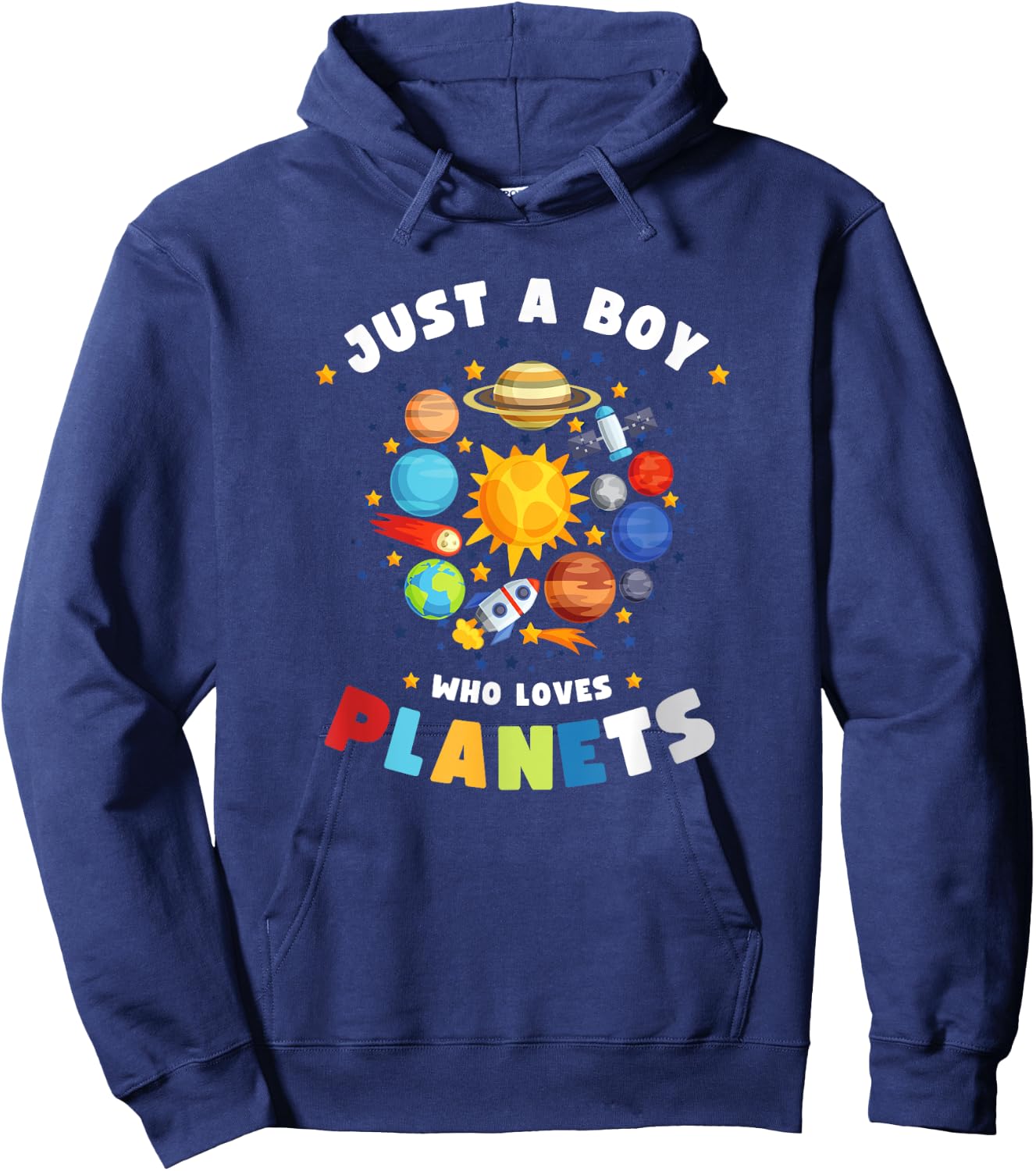 Just a Boy Who Loves Planets - Space Enthusiast Solar System Hoodie - Hoodie | Navy