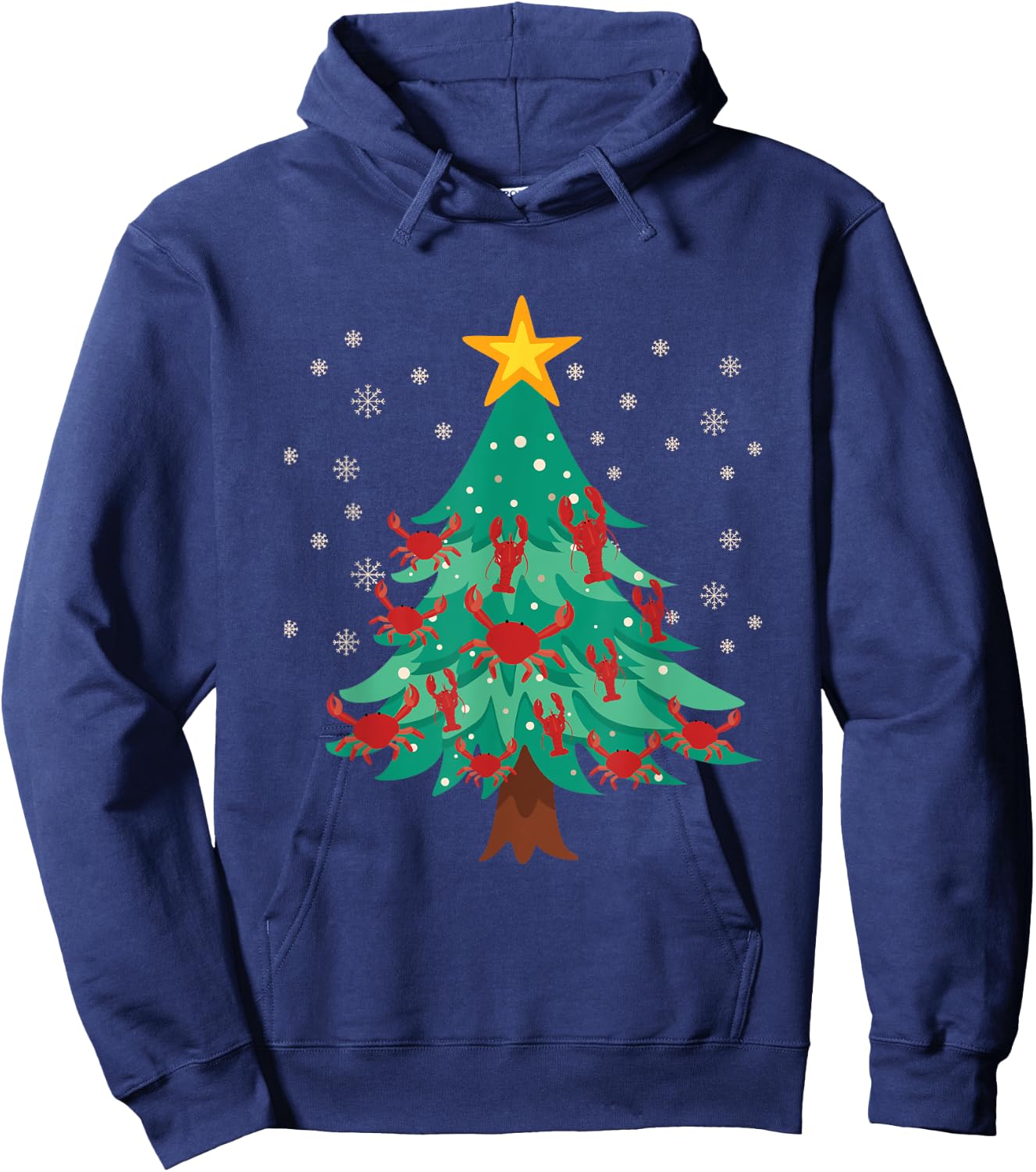 Cajun Louisiana Christmas Lobster Crawfish Merry Crabmas Hoodie - Hoodie | Navy