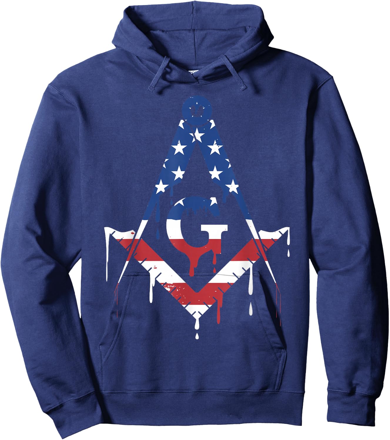 Freemason Masonic Freemasonry American Flag USA Drip Hoodie - Hoodie | Navy