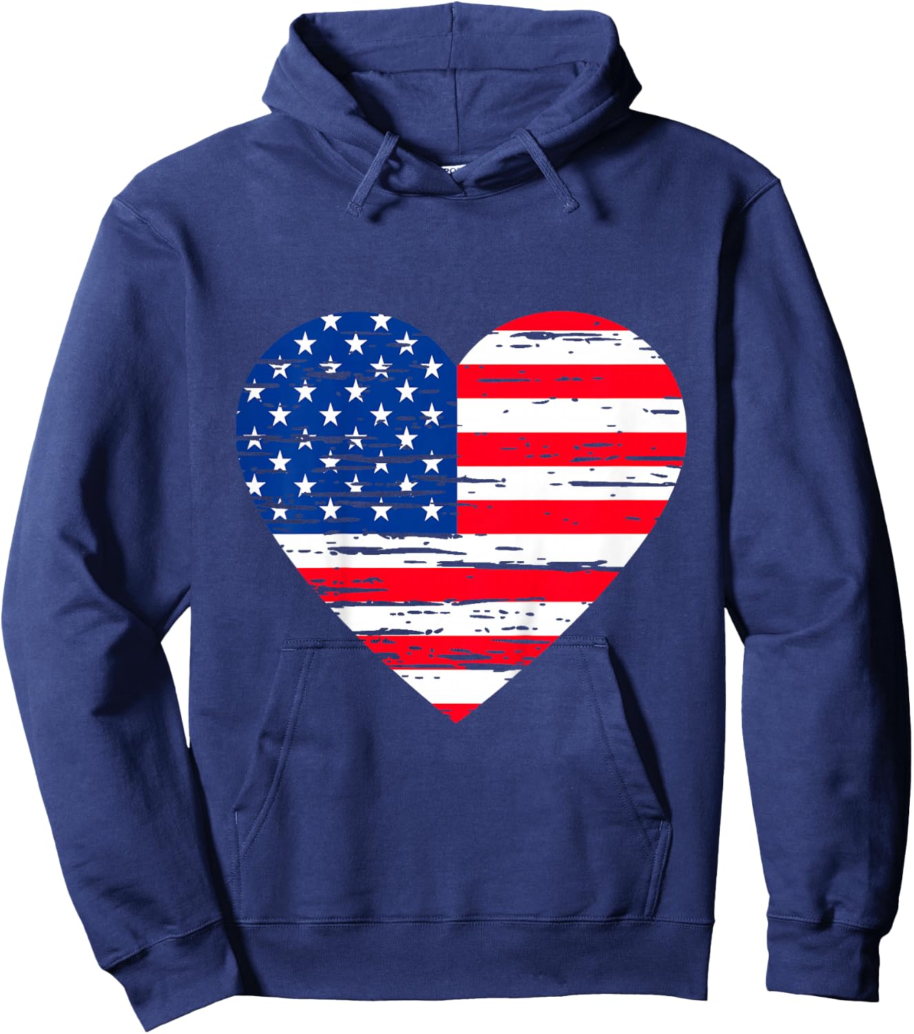 Girls July 4th American Flag Heart Distressed Toddler Baby Hoodie - Hoodie | Navy