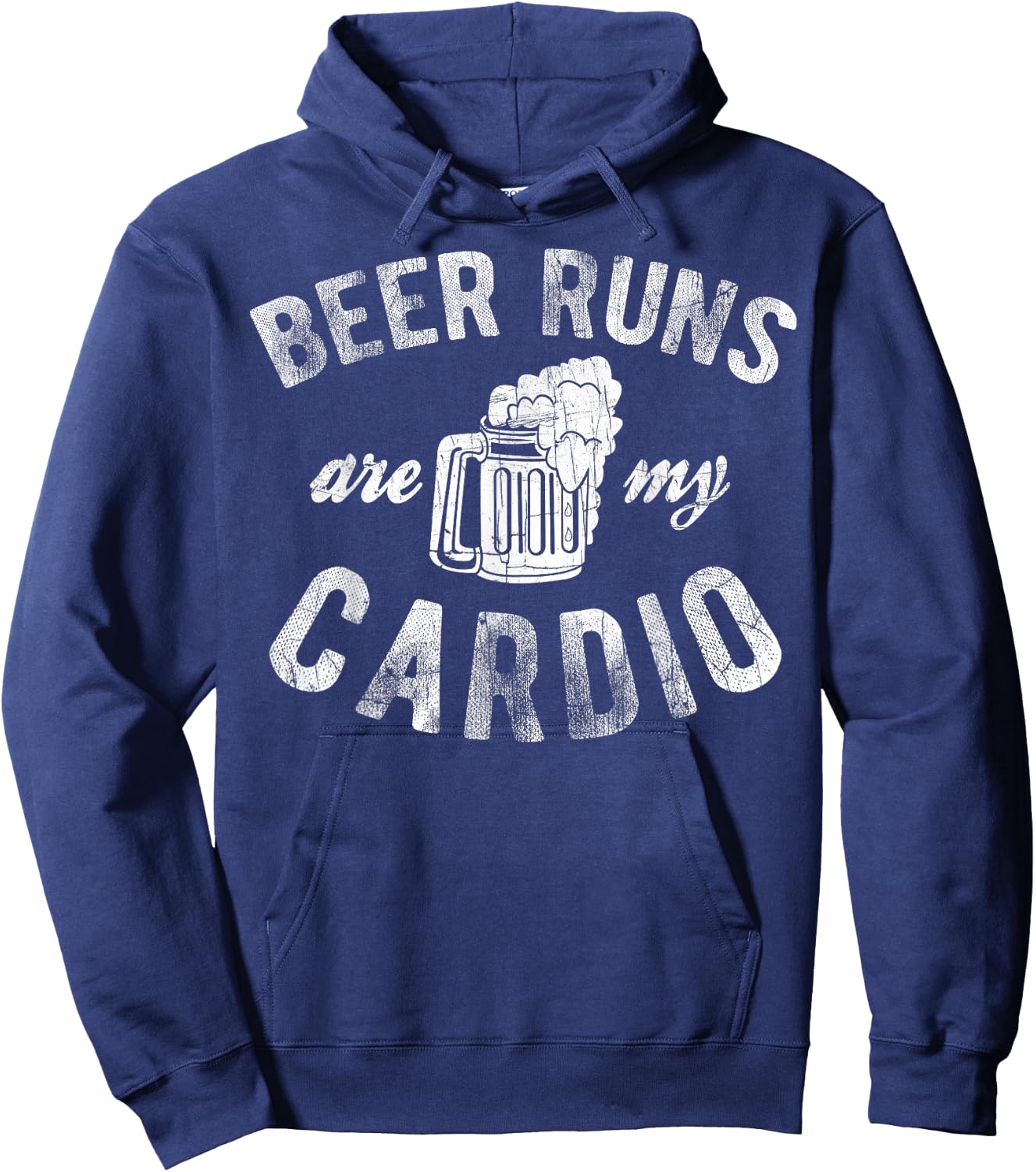 Beer Runs Are My Cardio Mug With Foam Graphic Hoodie - Hoodie | Navy