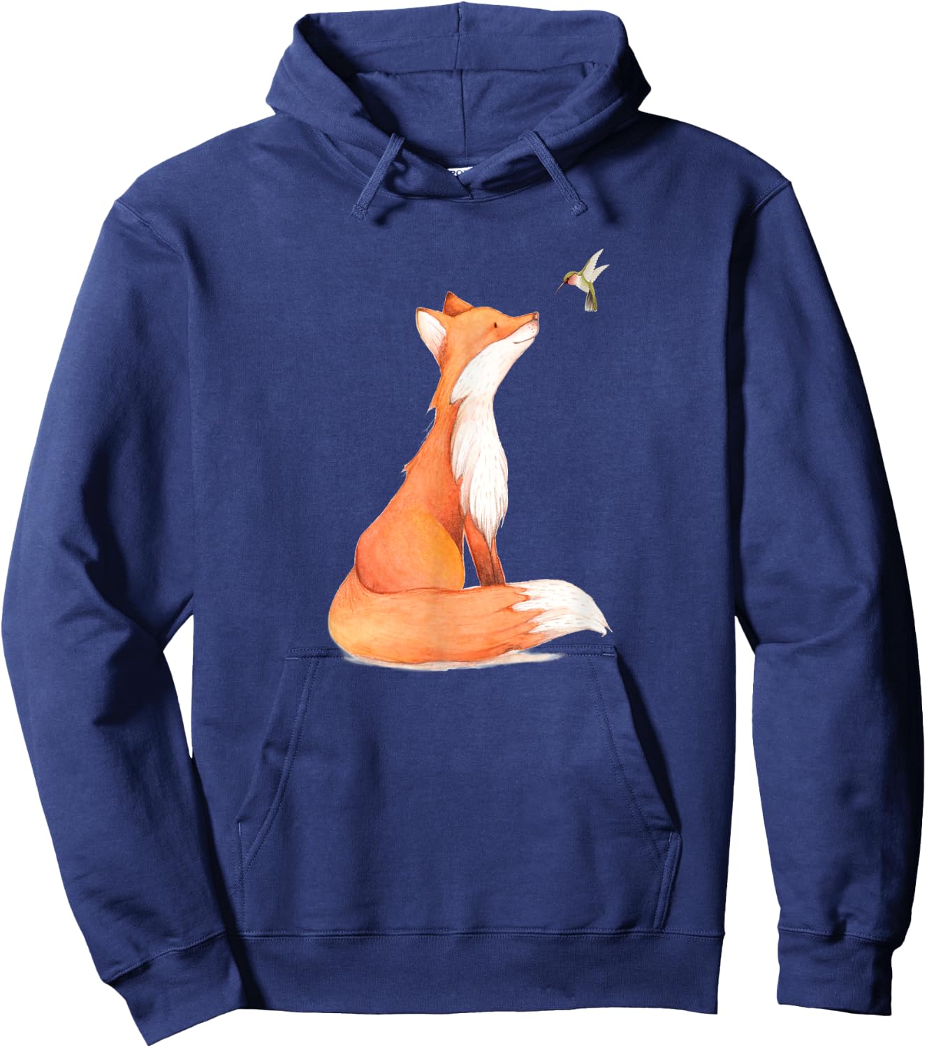 The Cute Fox And Hummingbird Vintage Retro Gift Lover Hoodie - Hoodie | Navy