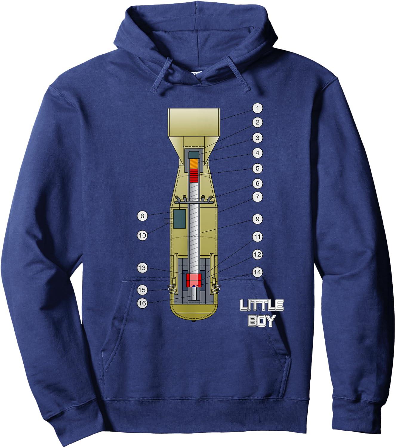 Little Boy - Nuke Bomb Diagram - Nuclear Warhead Missile Hoodie - Hoodie | Navy