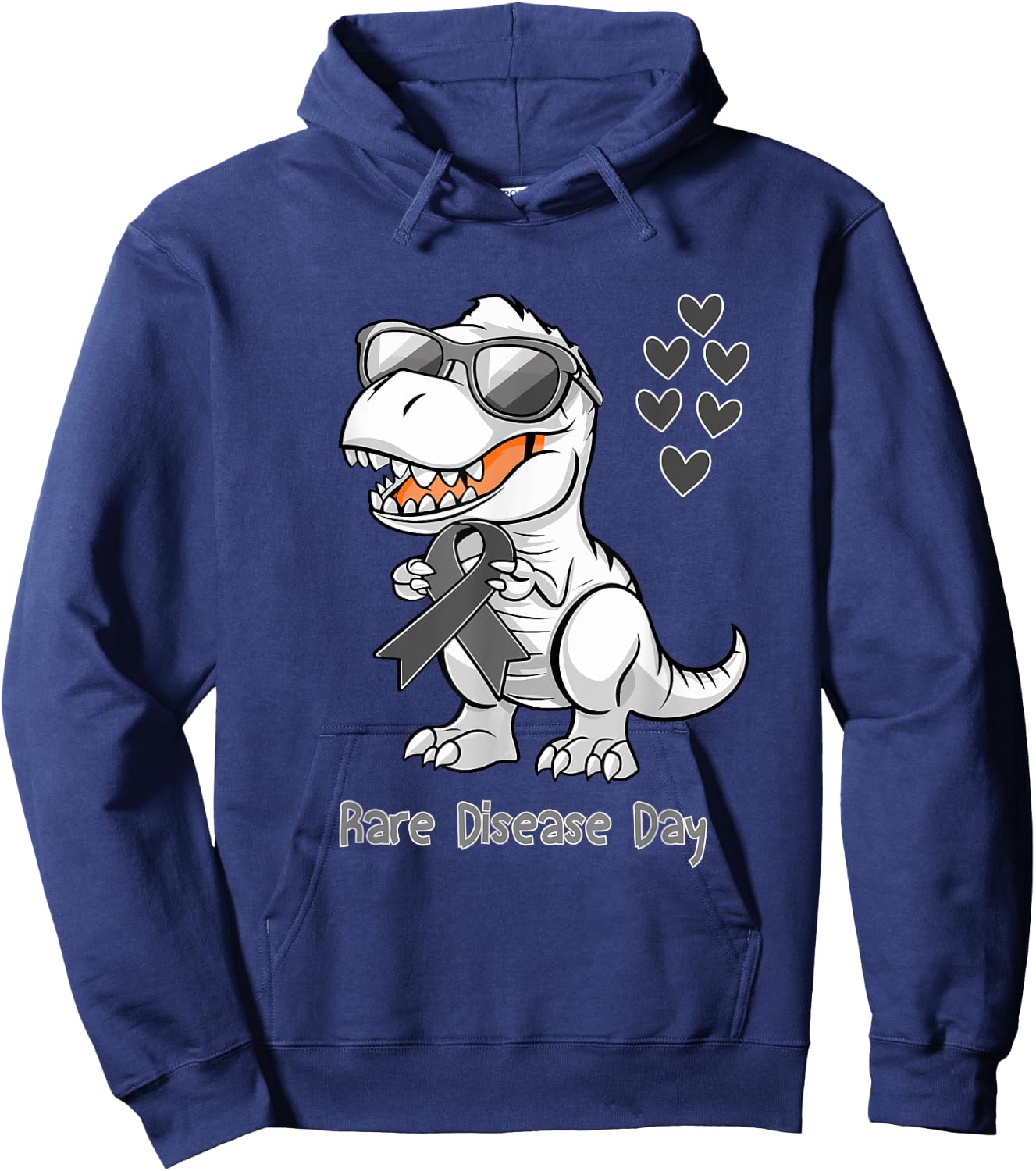 T-rex Dinosaur Rare Disease Day Dino Toddlers Hoodie - Hoodie | Navy