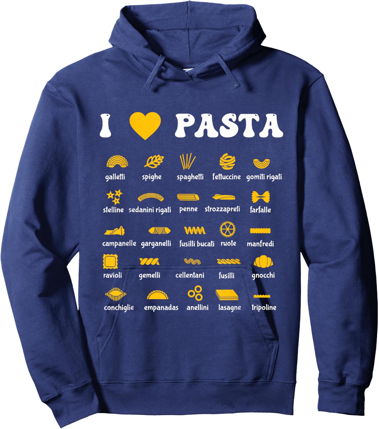 Pasta Varieties Spaghetti Noodles Italy Gift Pasta , black, s Hoodie - Hoodie | Navy