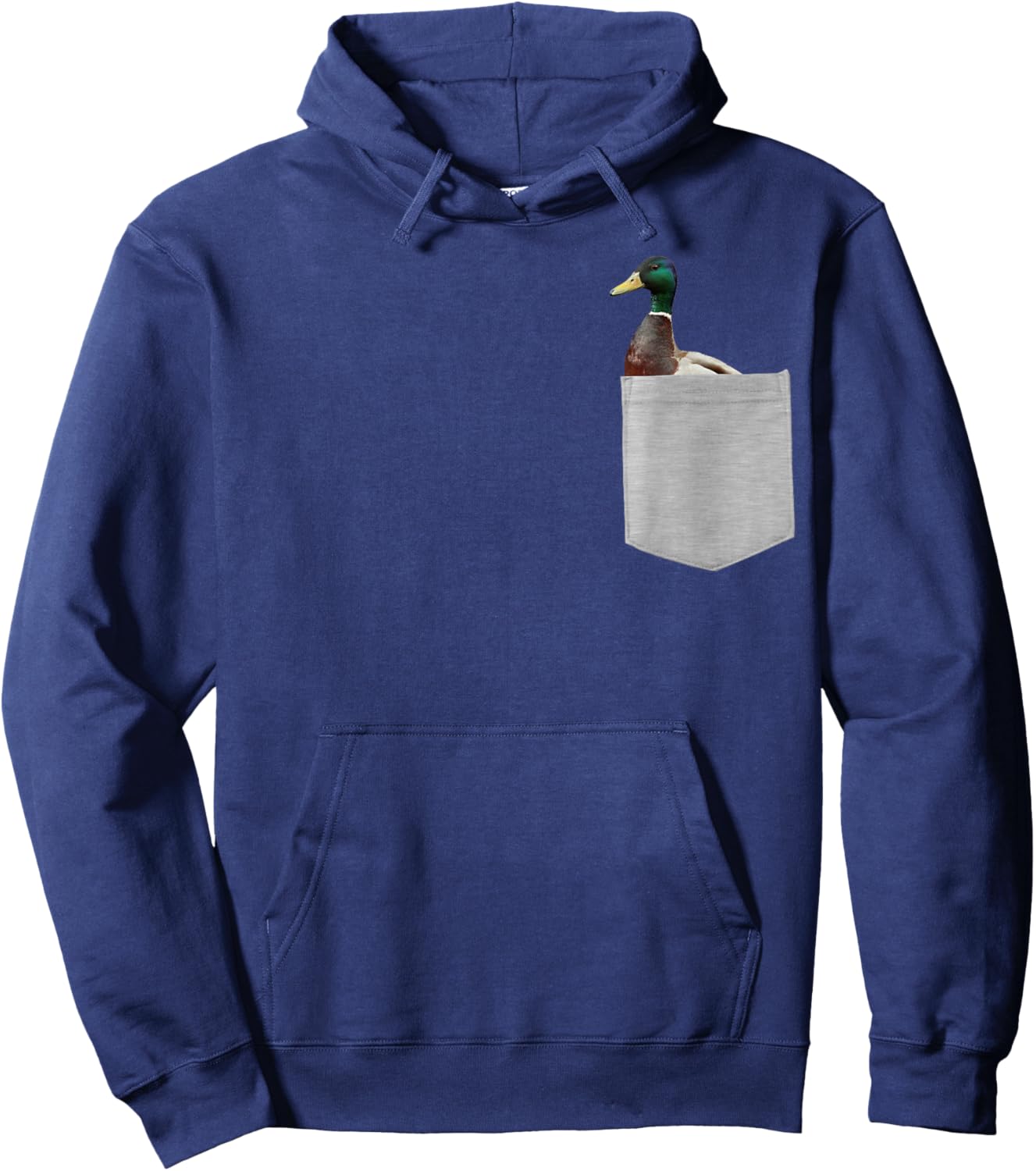 Animal in Your Pocket Funny Mallard Duck Peeking Out Hoodie - Hoodie | Navy