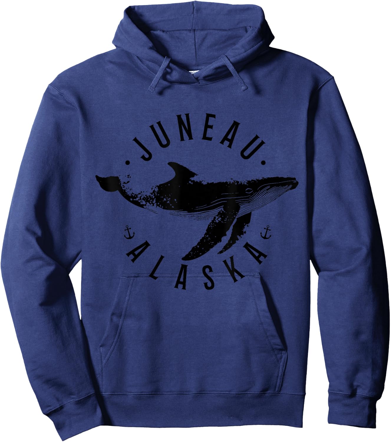 Juneau Alaska Souvenir Whale Ocean Nautical Hoodie - Hoodie | Navy