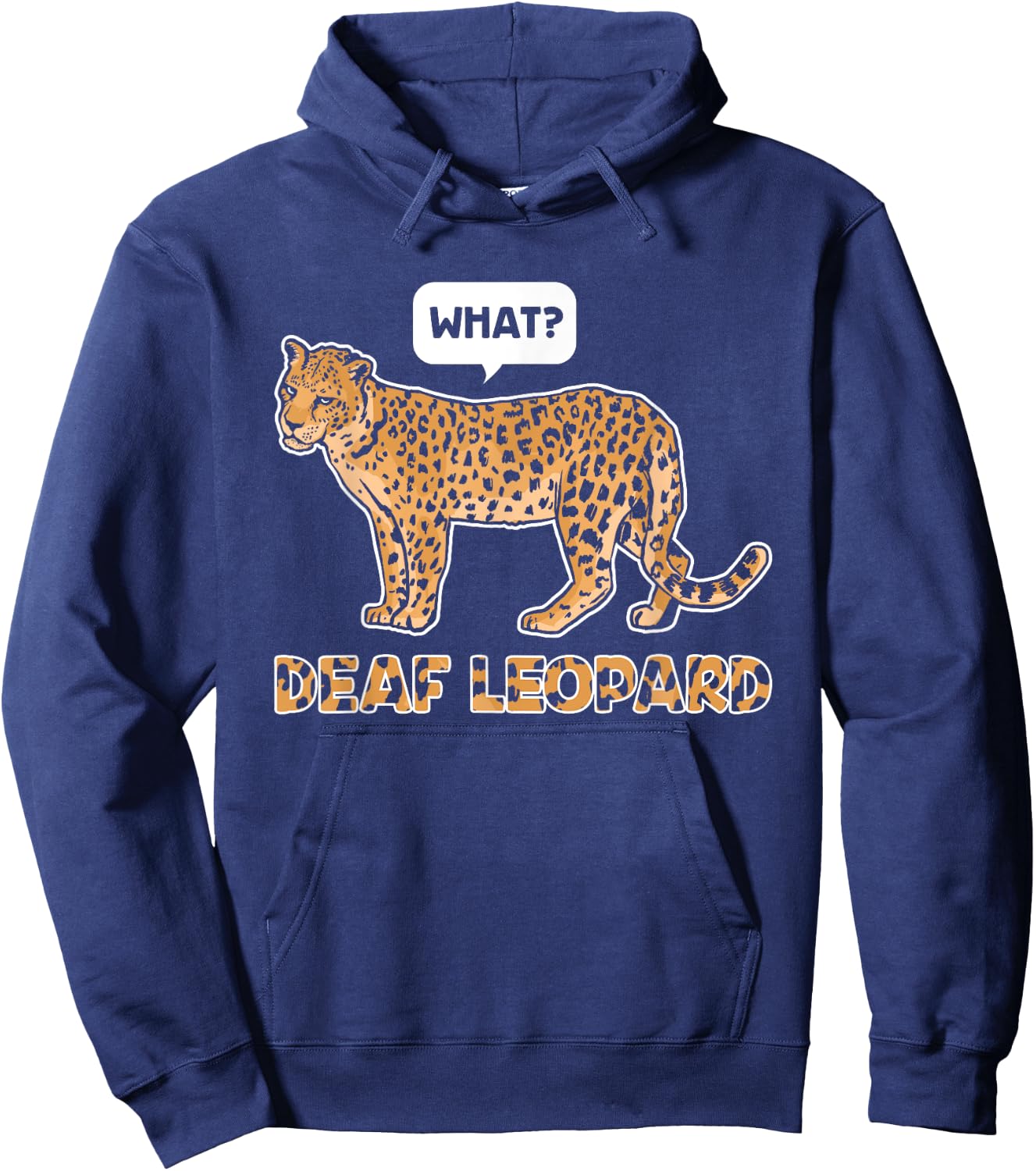 Deaf Leopard Music Funny Band Pun Deaf Awareness Hoodie - Hoodie | Navy