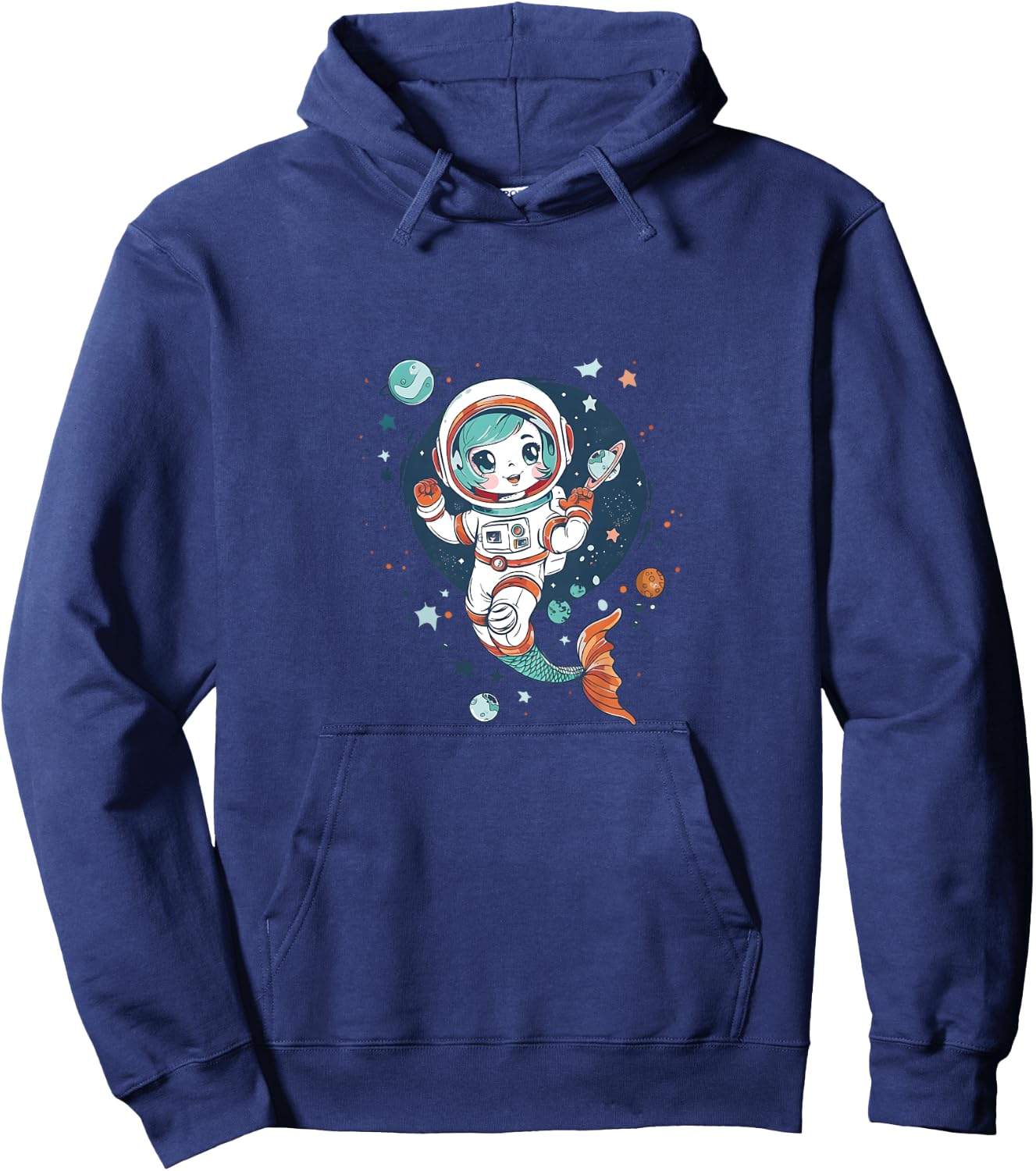 Cute Astronaut Mermaid in Space Funny Planetary Kids Hoodie - Hoodie | Navy