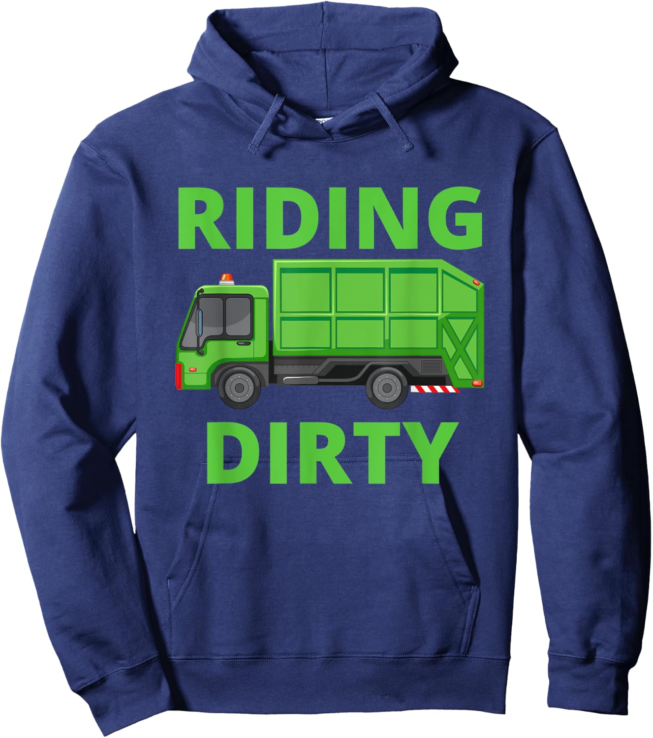 Recycling Trash Garbage Truck Kids Men Riding Dirty Hoodie - Hoodie | Navy