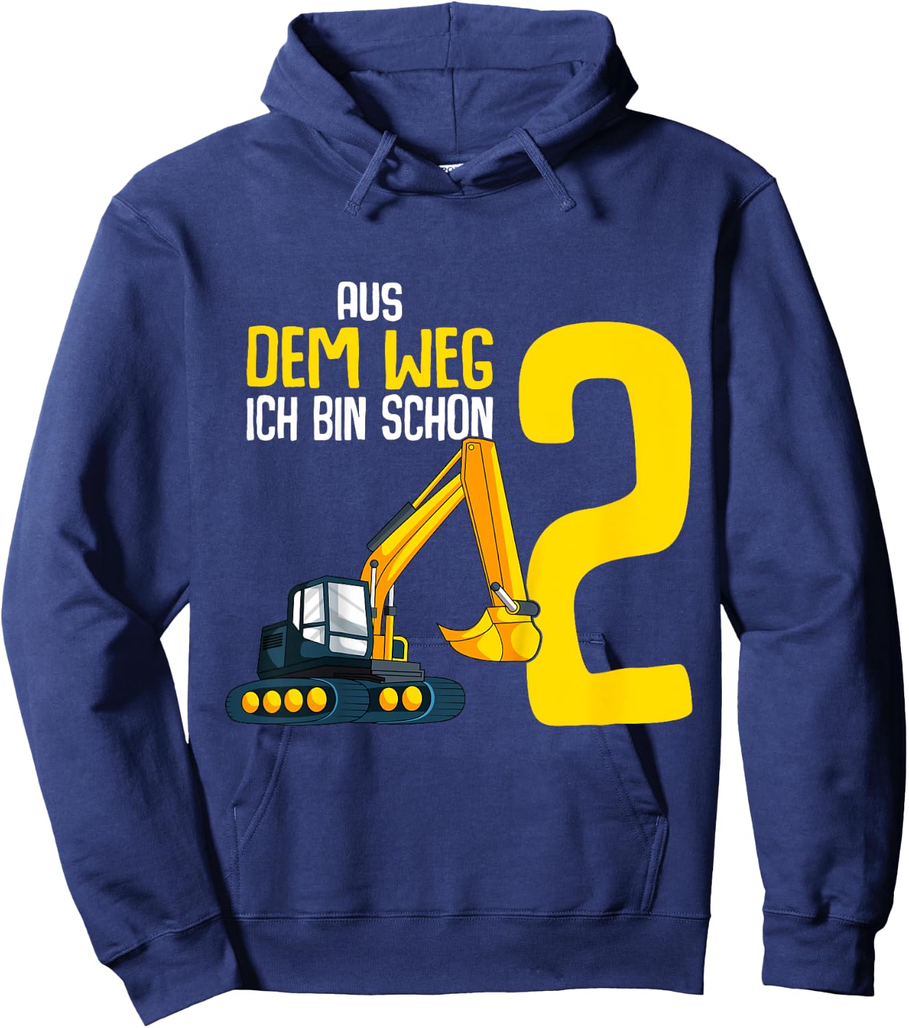 Kids 2nd Birthday Digger Digger Driver 2 Years Kids Boy , black Hoodie - Hoodie | Navy