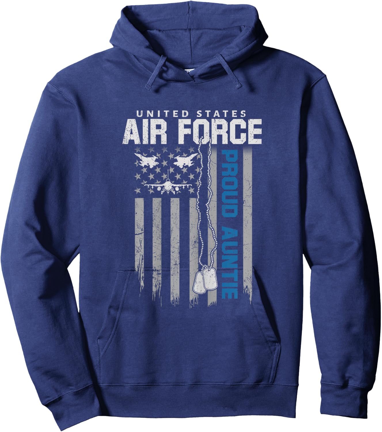 US Air Force Proud Auntie Flag American USAF Family Matching Hoodie - Hoodie | Navy