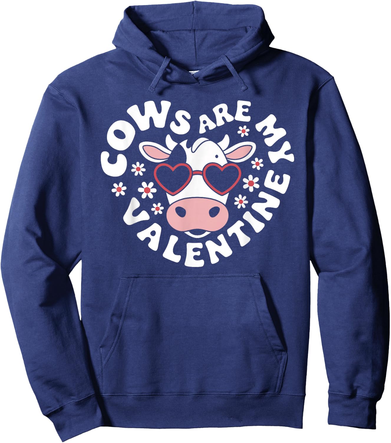 Cows Are My Valentine Cute Cow Valentines Day Hoodie - Hoodie | Navy