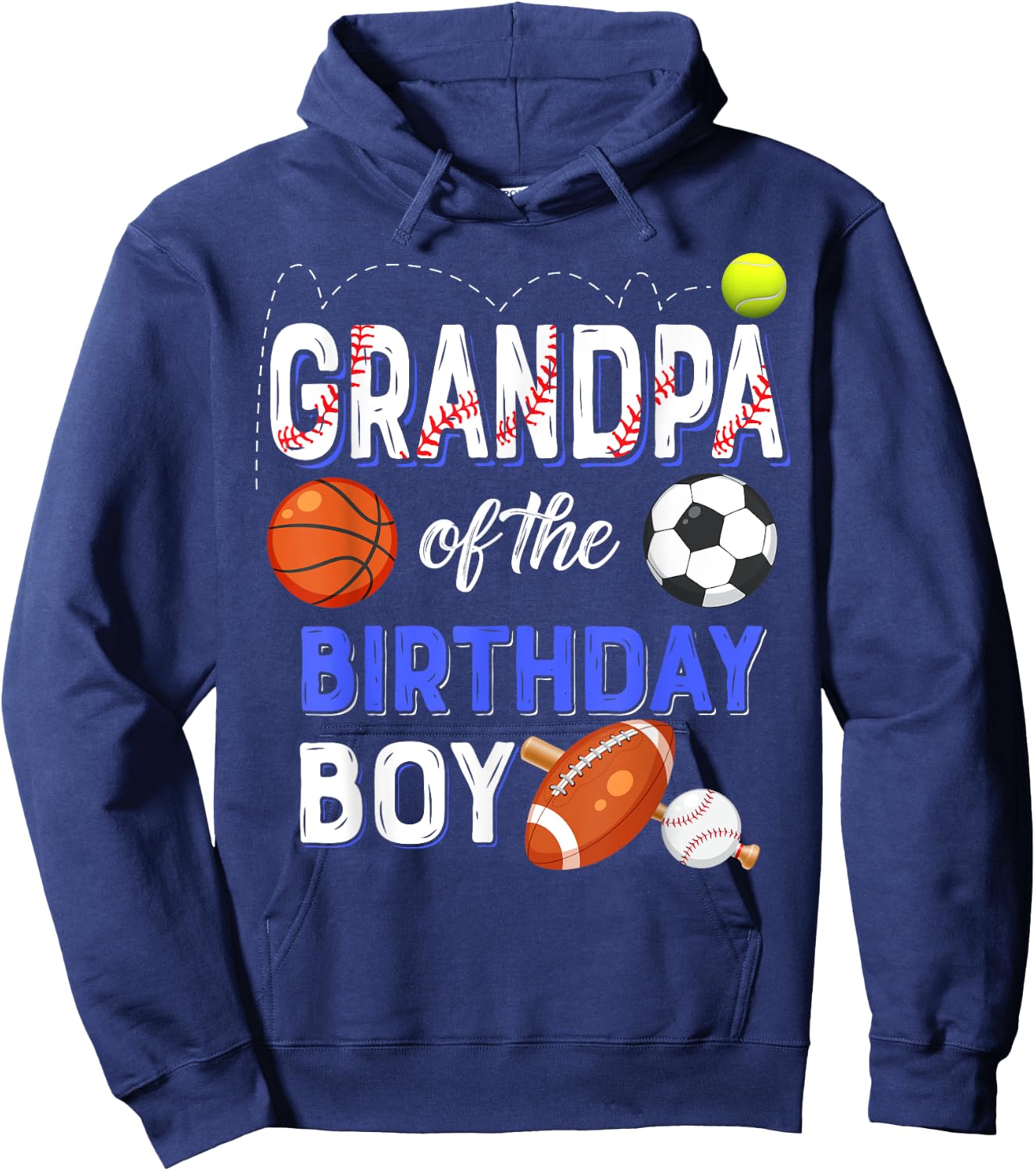 Grandpa Of The Birthday Boy Sports 1st Family Matching Party Hoodie - Hoodie | Navy