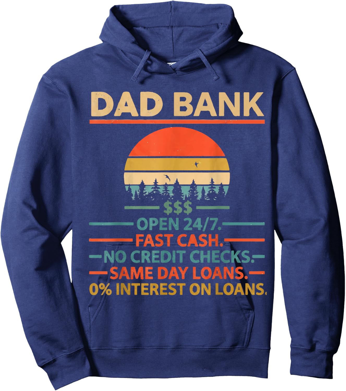 Vintage Dad Bank No Credit Checks Funny Father's Day Hoodie - Hoodie | Navy