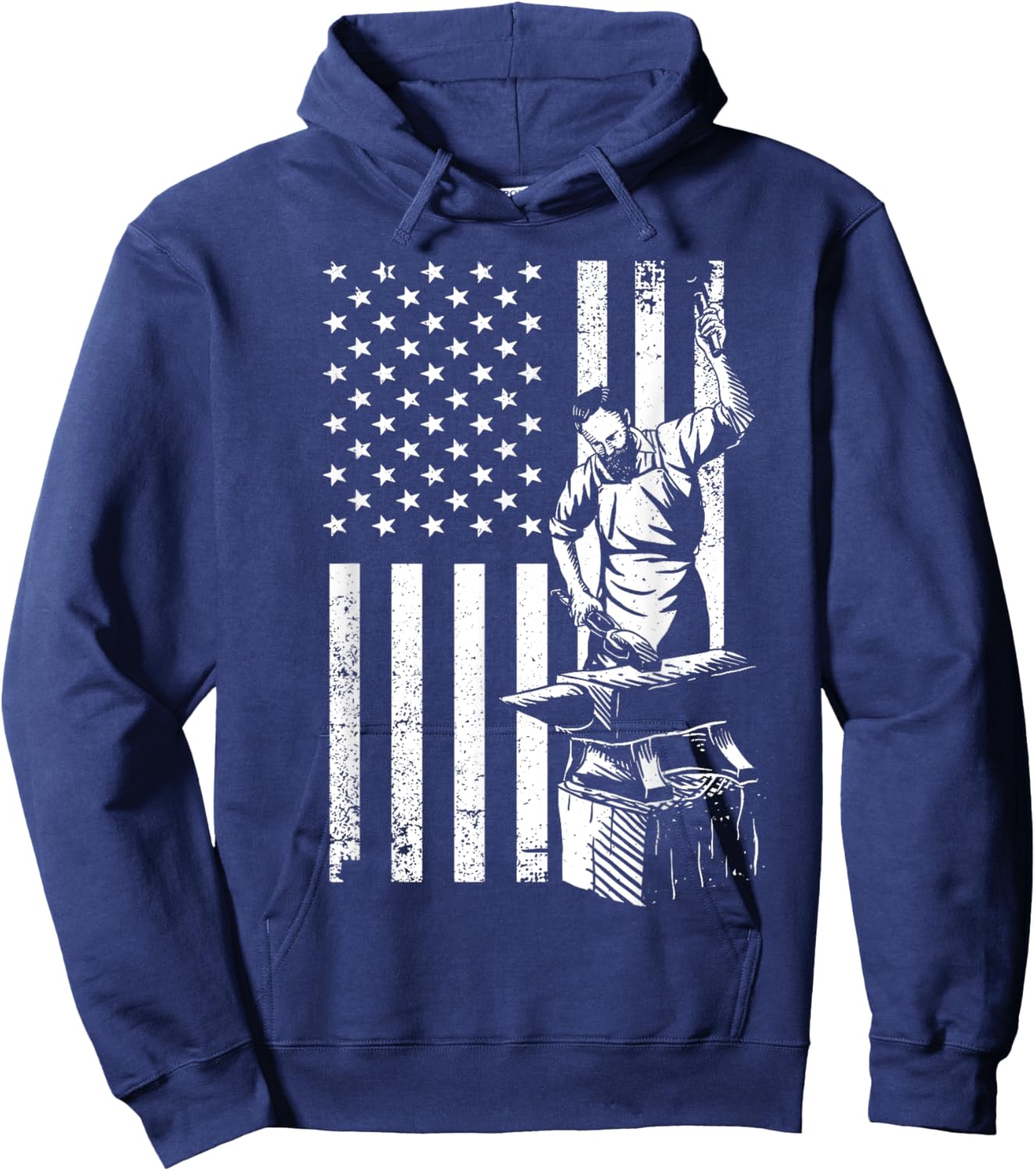Cool US Flag Blacksmith Art Women Blacksmith Forging Hoodie - Hoodie | Navy
