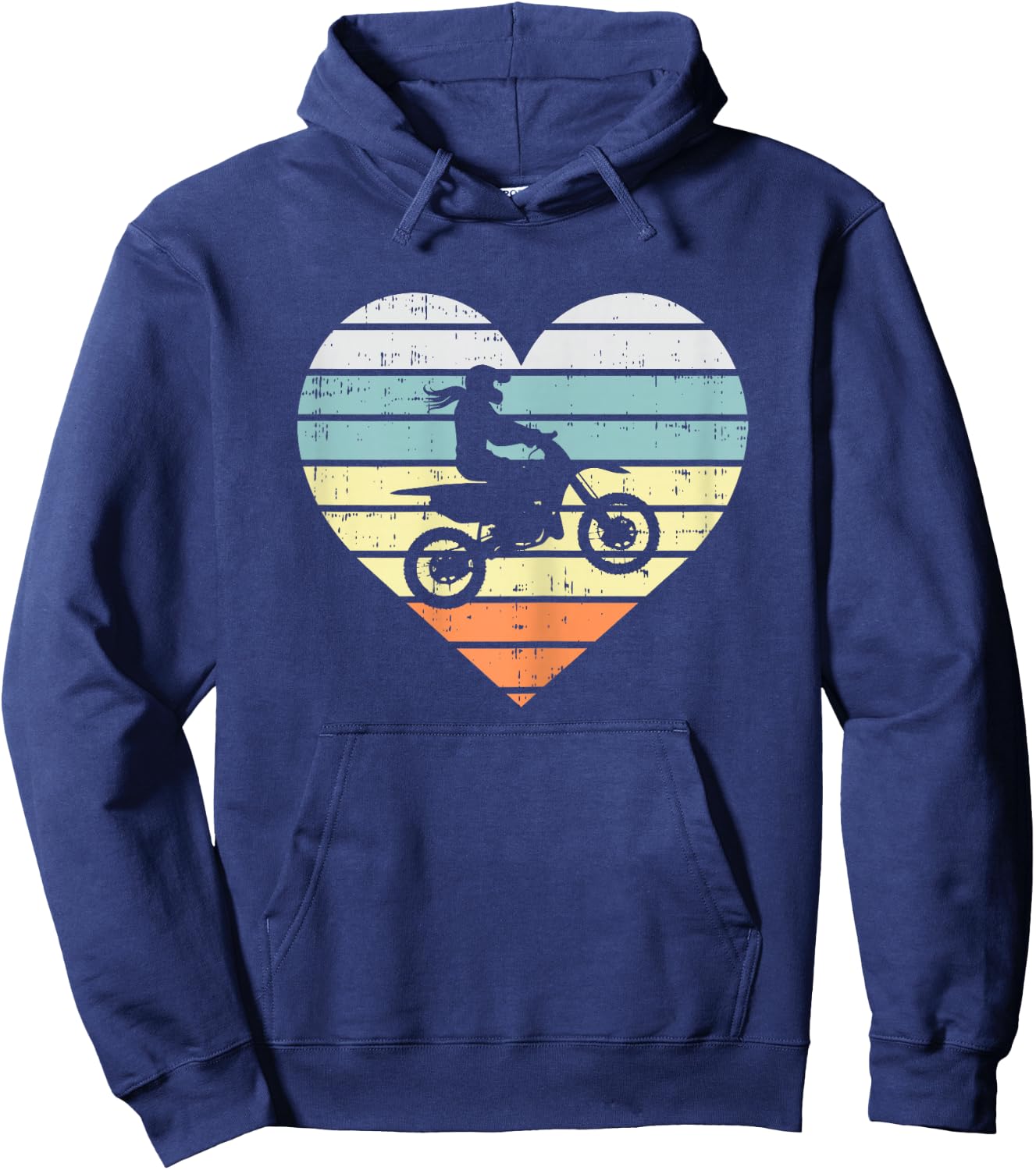 Dirt Biker Girl Heart Retro Motocross Racing Riding Gift Hoodie - Hoodie | Navy